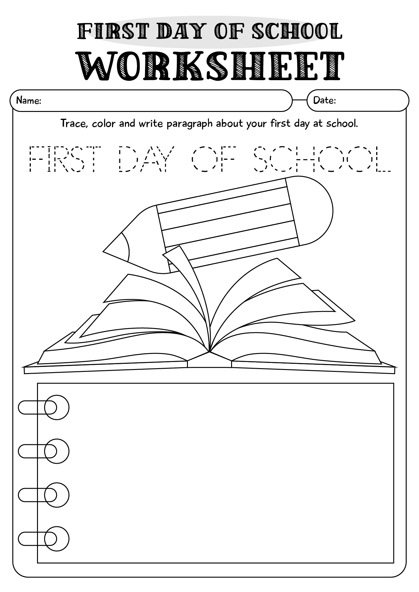 My First Day Of School Worksheet
