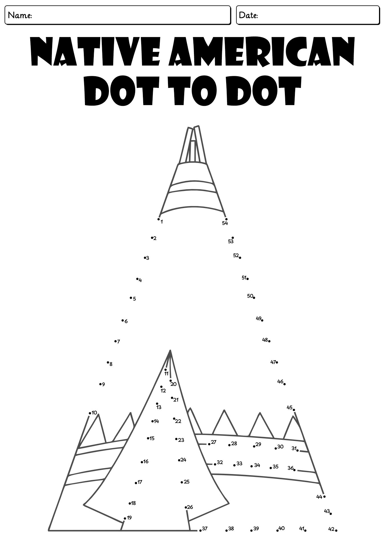 Native American Connect The Dots Worksheet