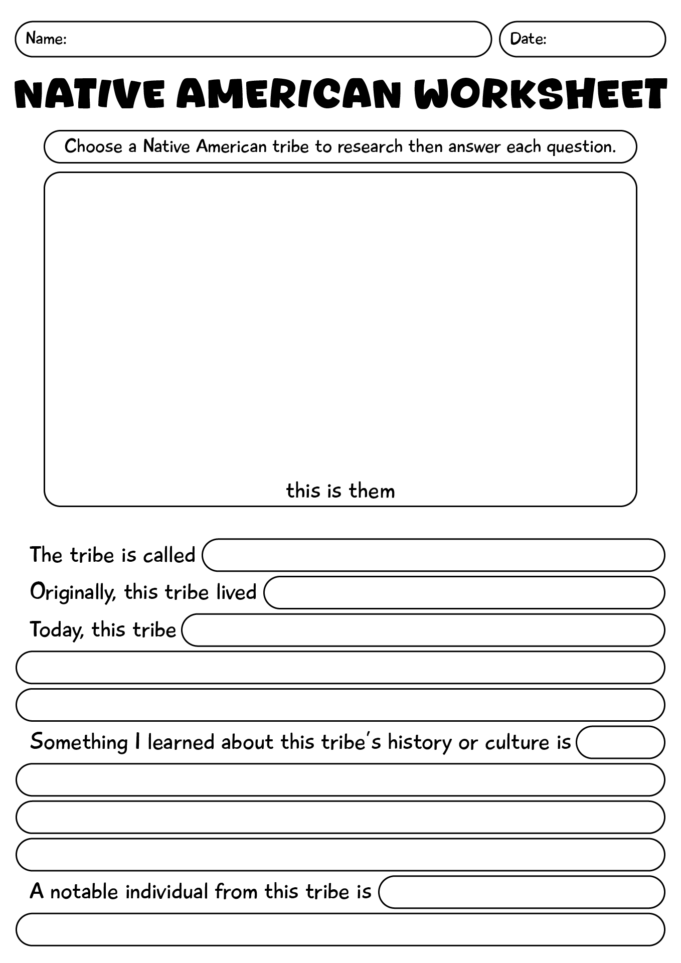 Native American Educational Worksheet