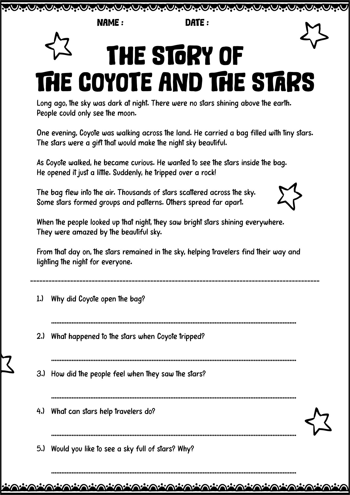 Native American Folklore Reading Materials