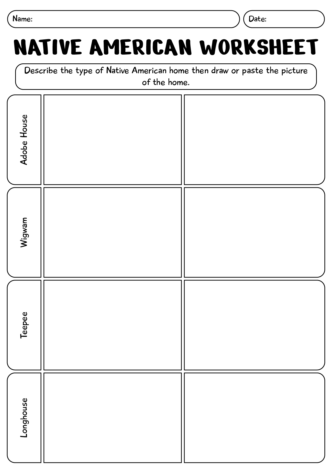 Native American Fun Worksheet