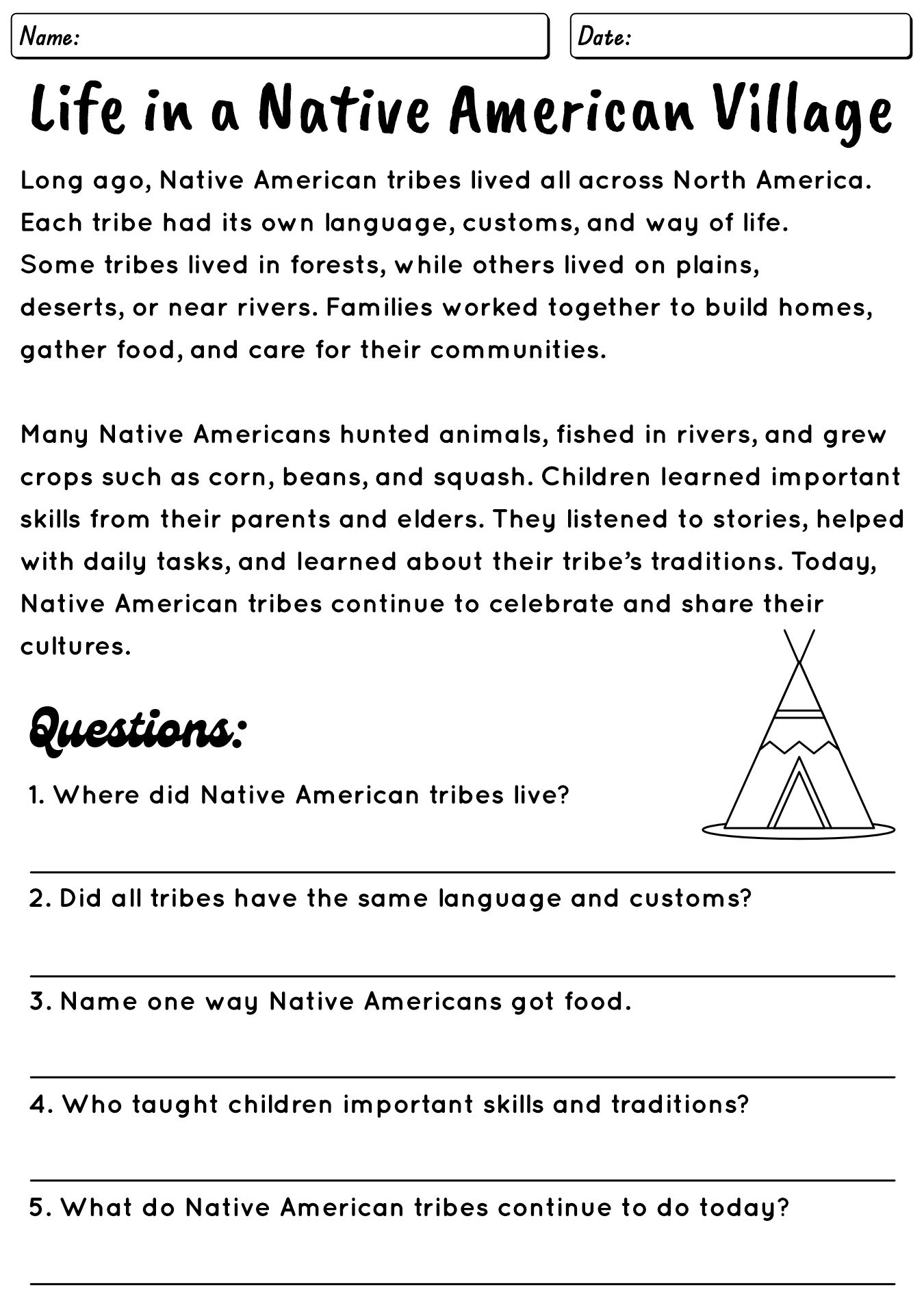 Native American Tribes Study Resources for 2nd Grade