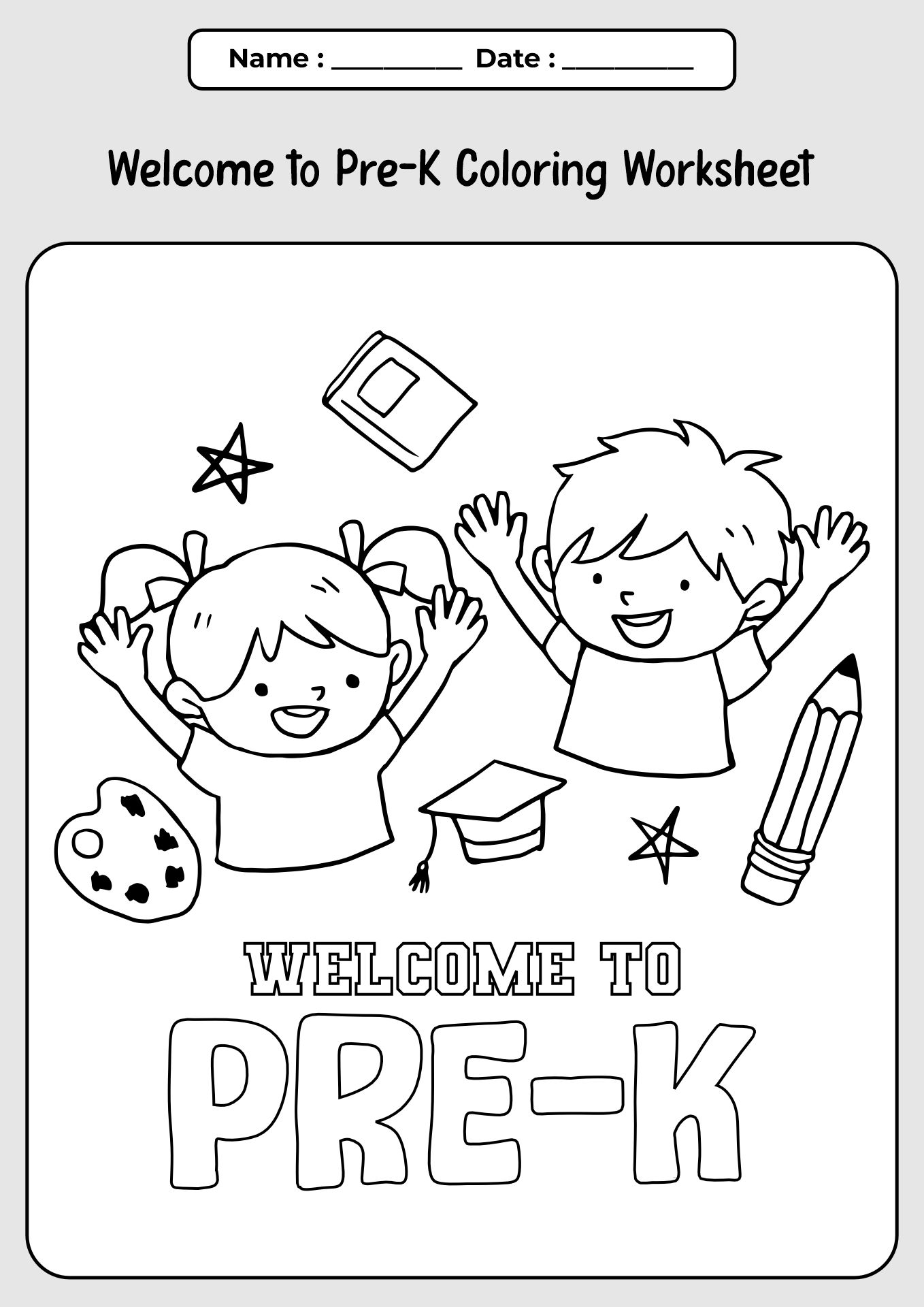 Pre-K Welcome Day Worksheet