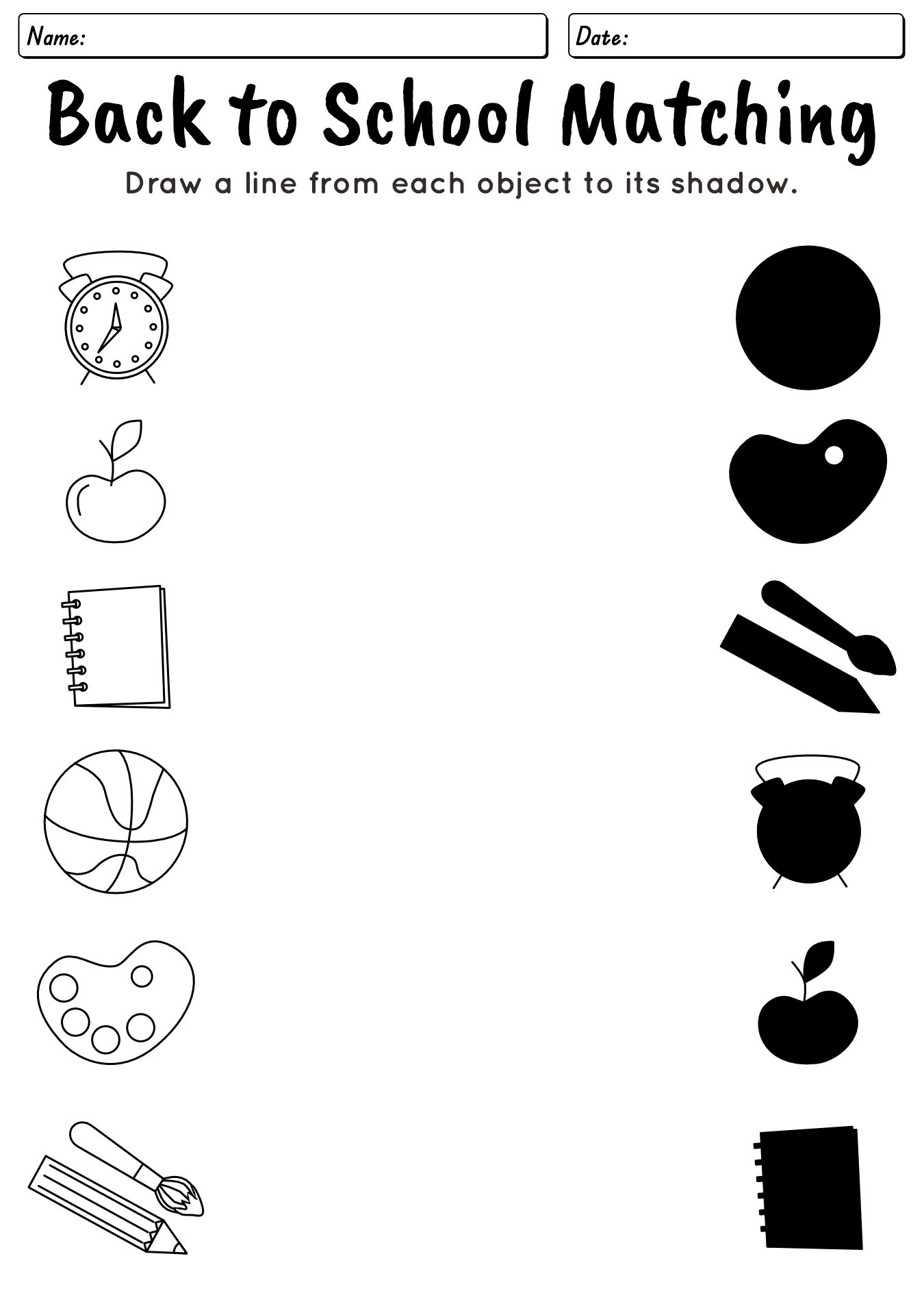 Preschool Back to School Learning Worksheet