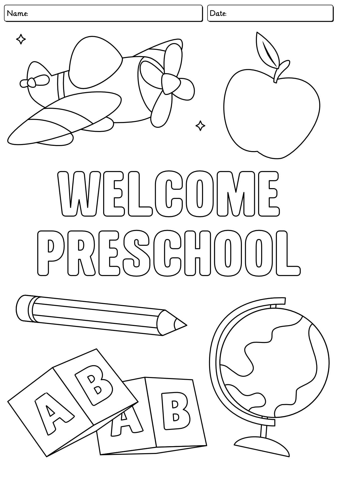 Preschool Welcome Day Worksheet