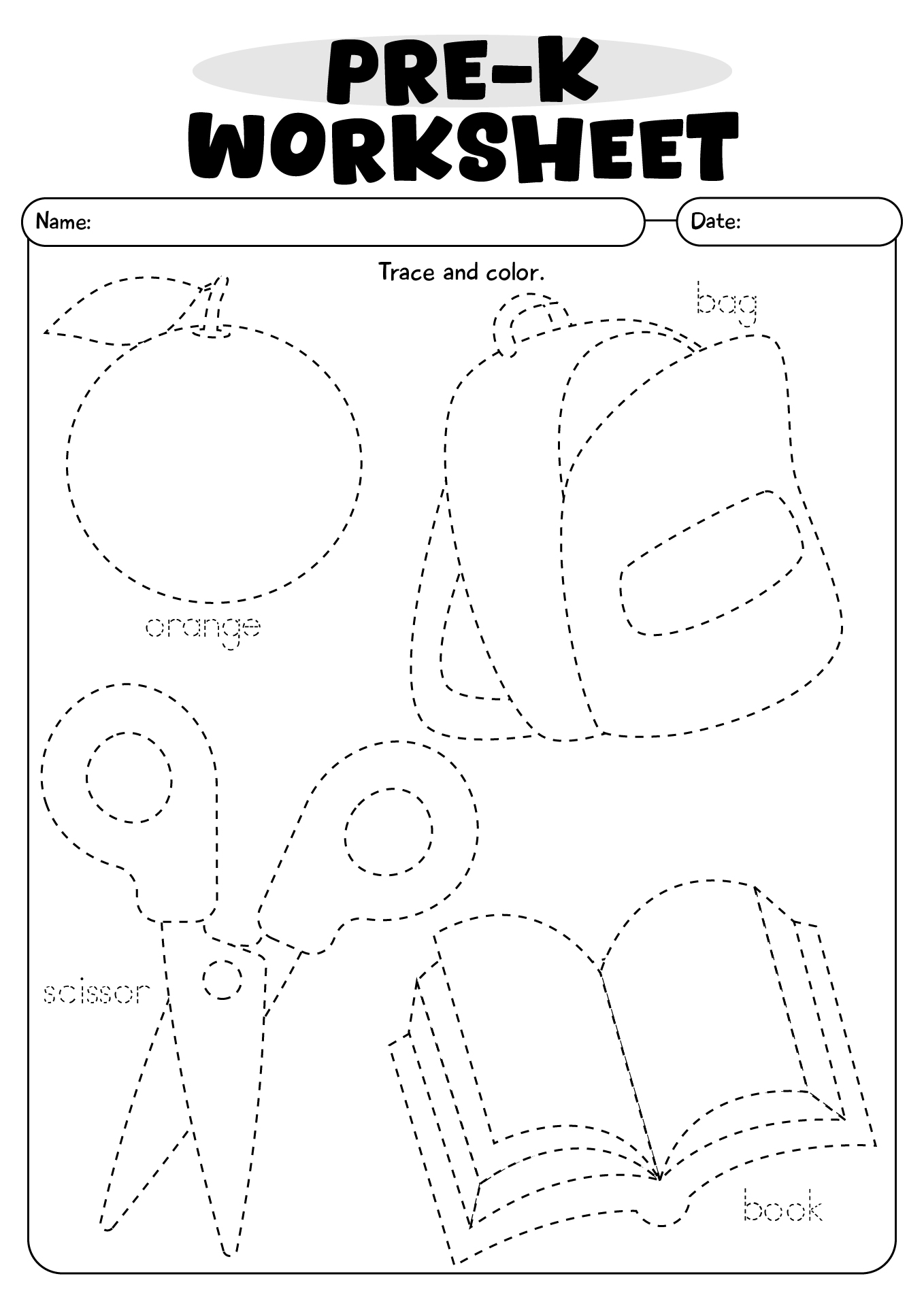 Printable Back To School Pre-K Worksheets
