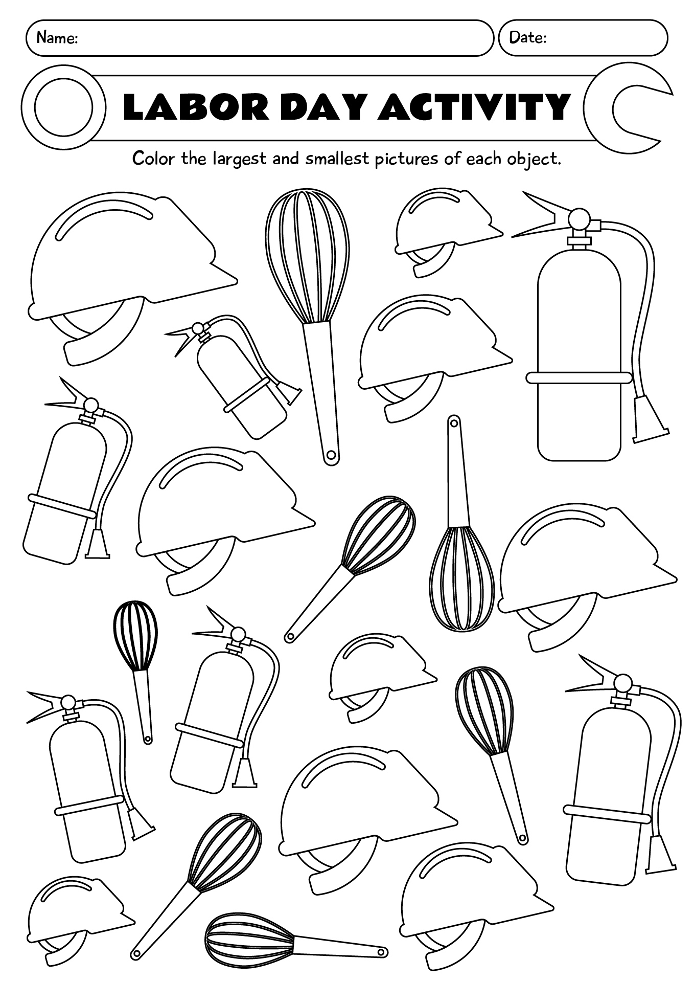 Printable Labor Day Activities Worksheet