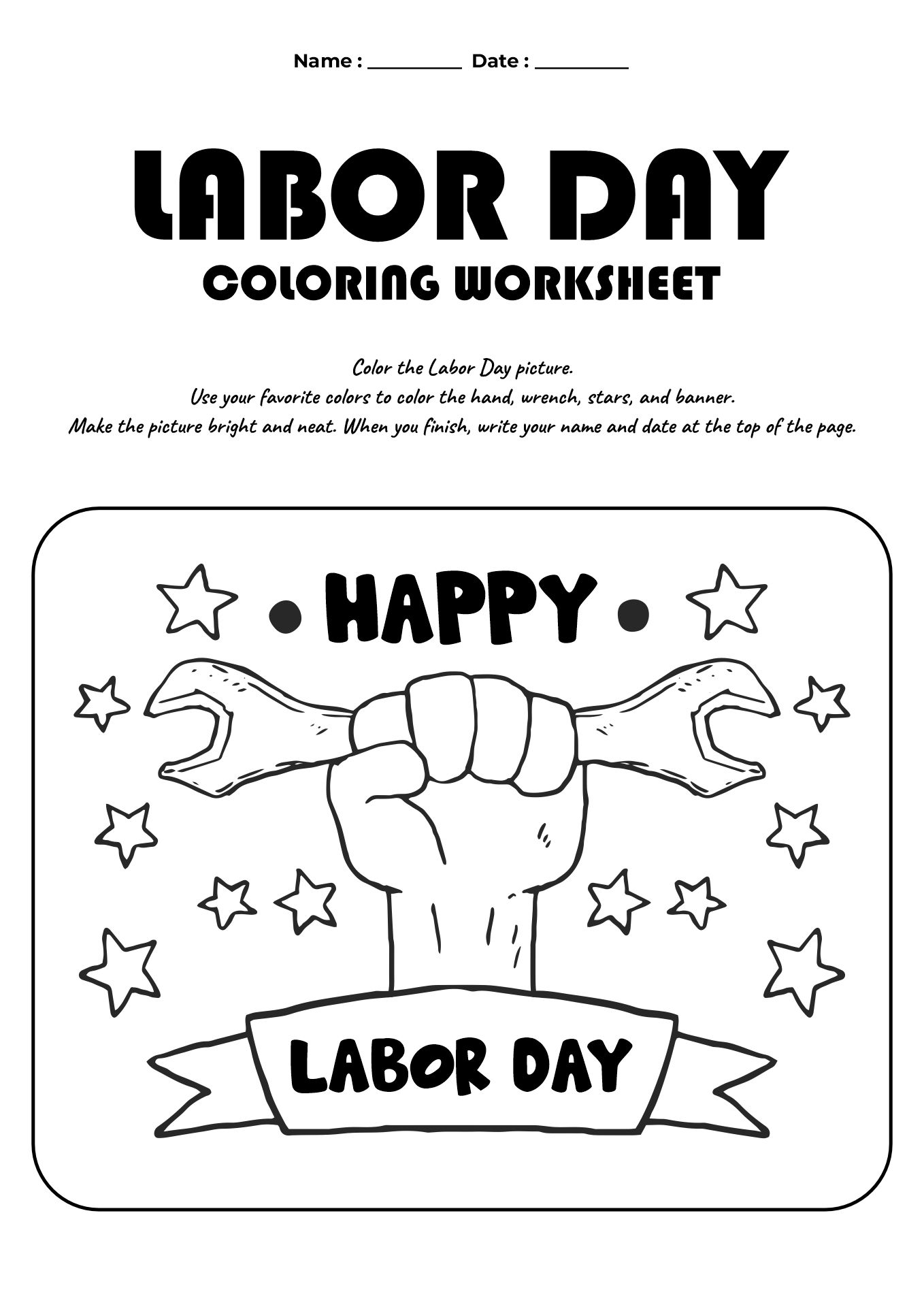 printable Worksheets for Labor Day