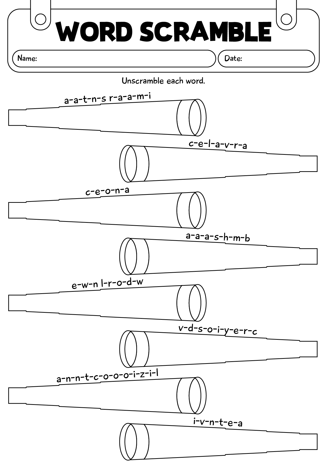 Scramble Words Worksheet For Columbus Day