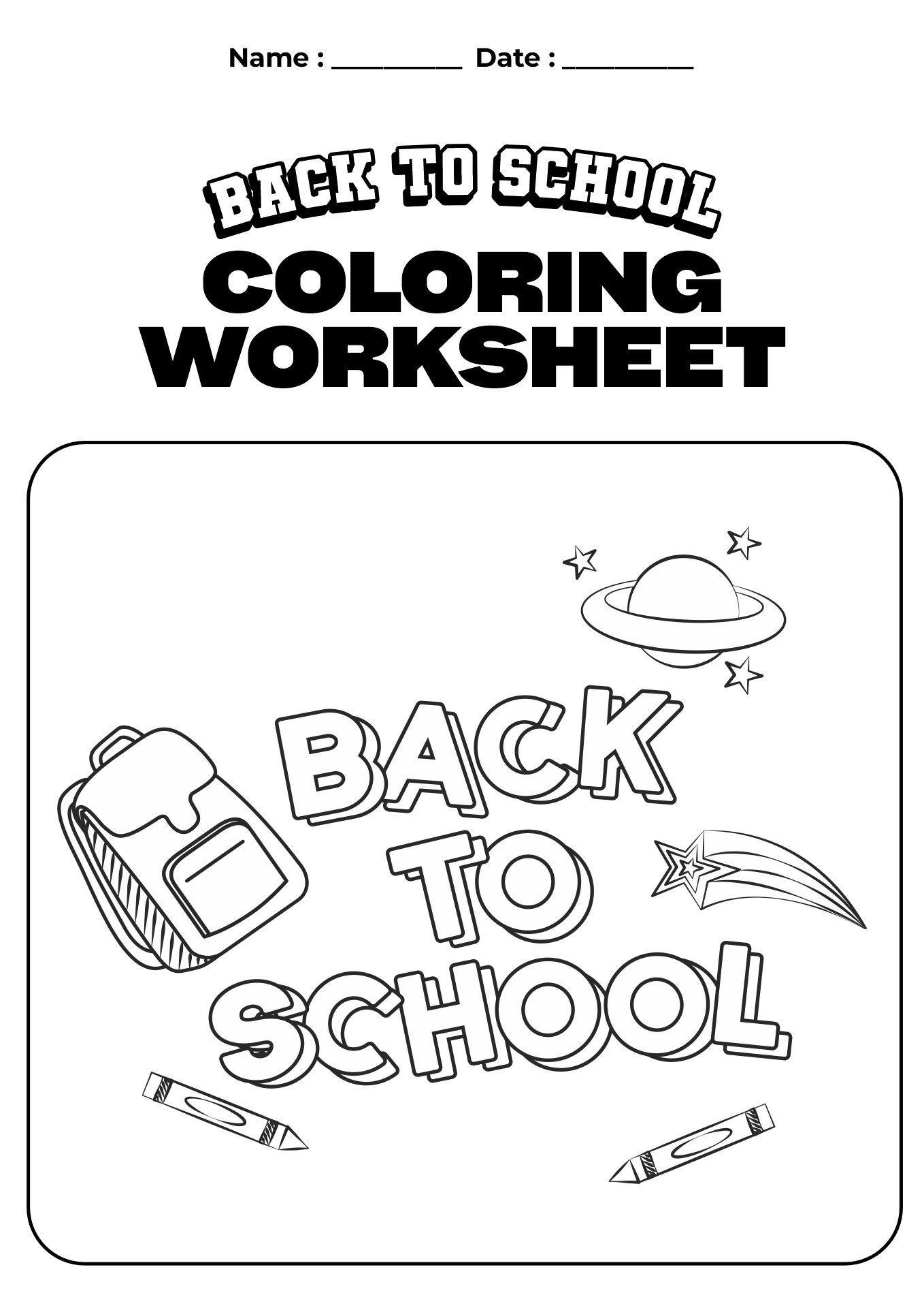 Student Welcome Back Worksheet for First Day of School