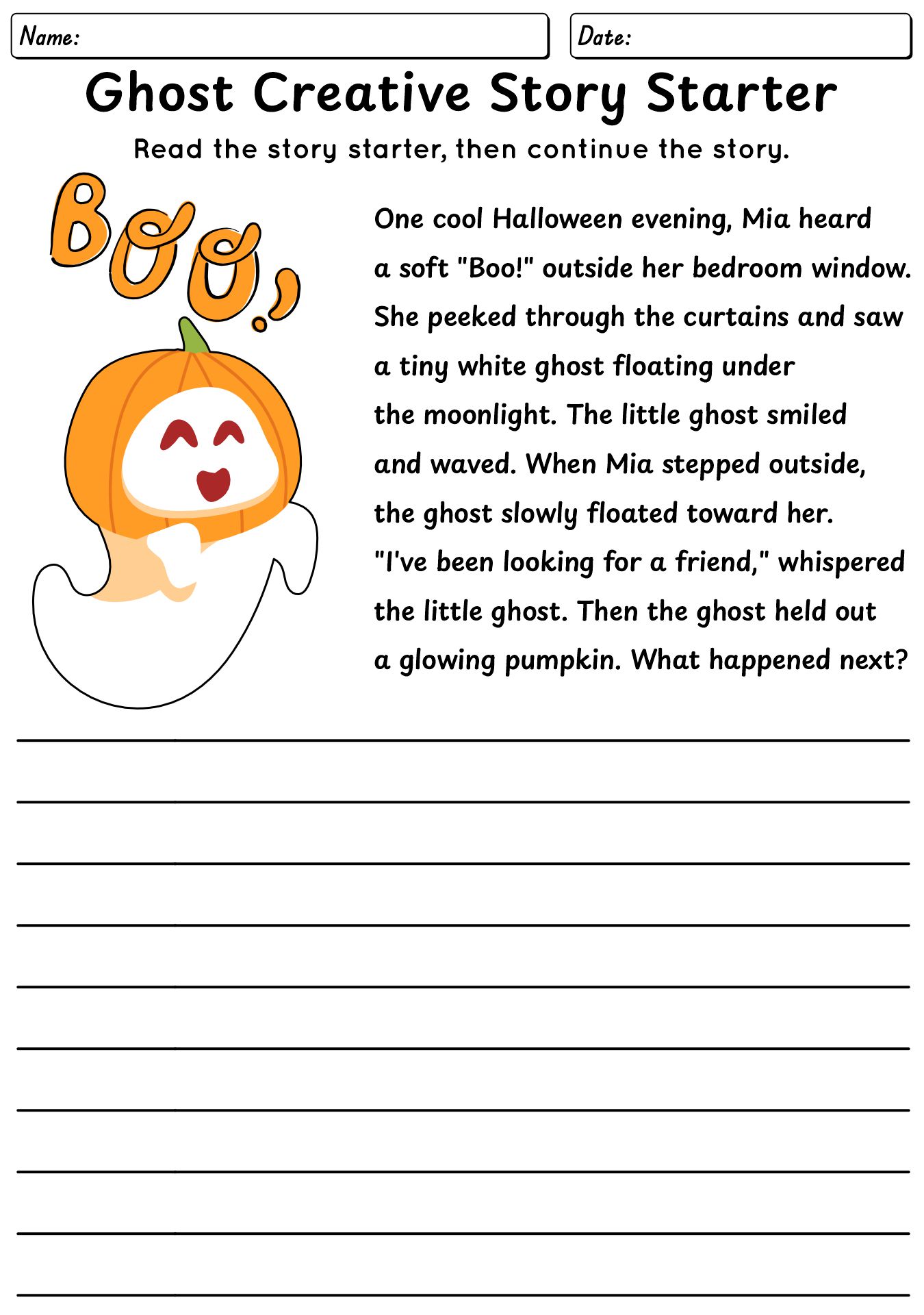 1st Grade Creative Writing with Ghosts