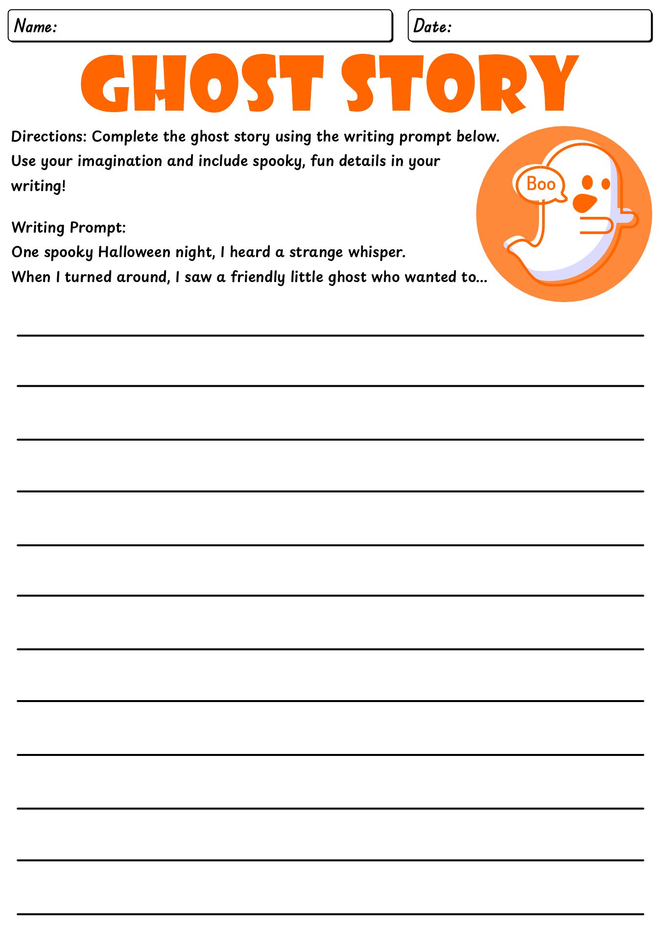 1st Grade Ghost Story Writing Prompts