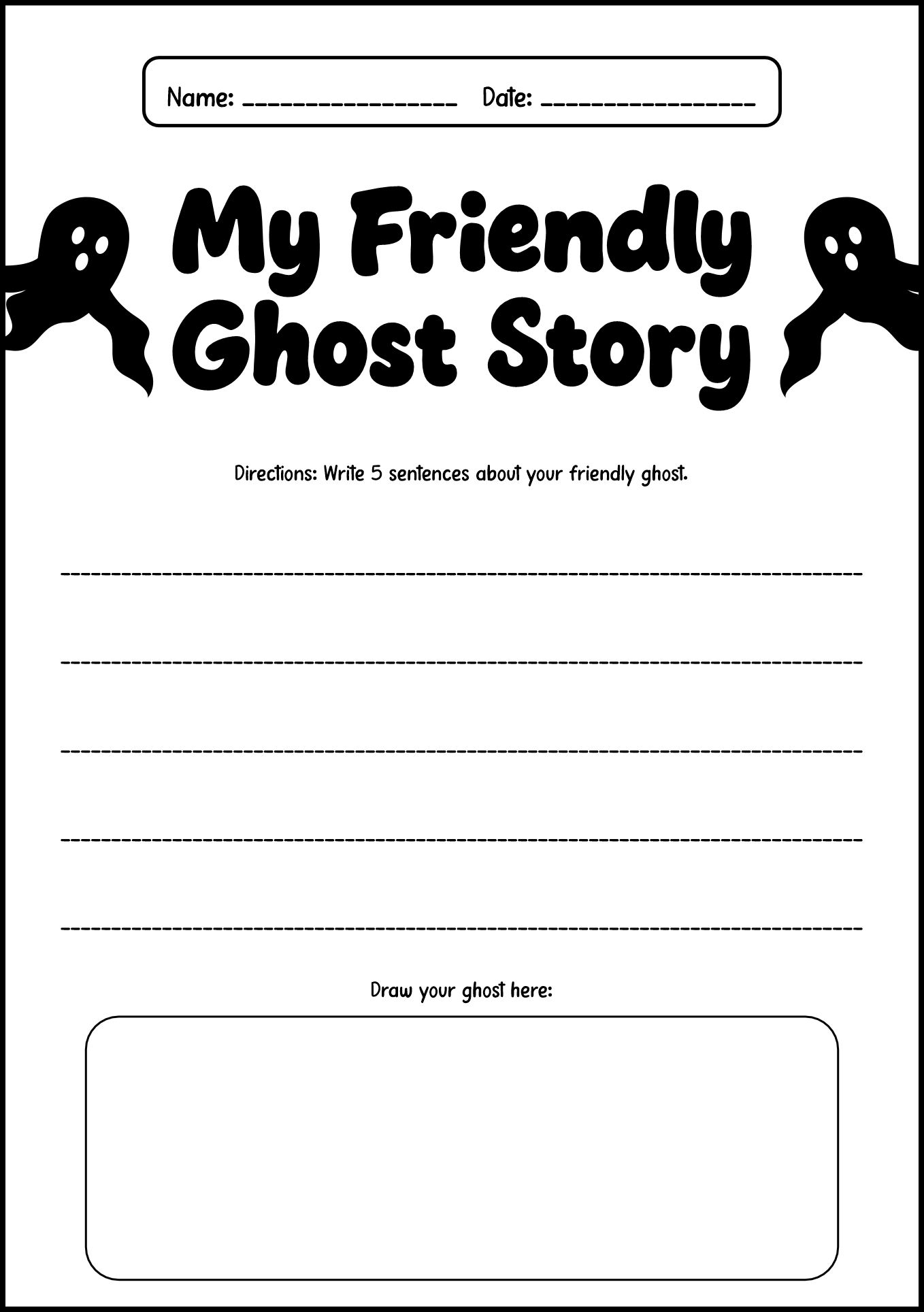 1st Grade Ghost Writing Practice Worksheets