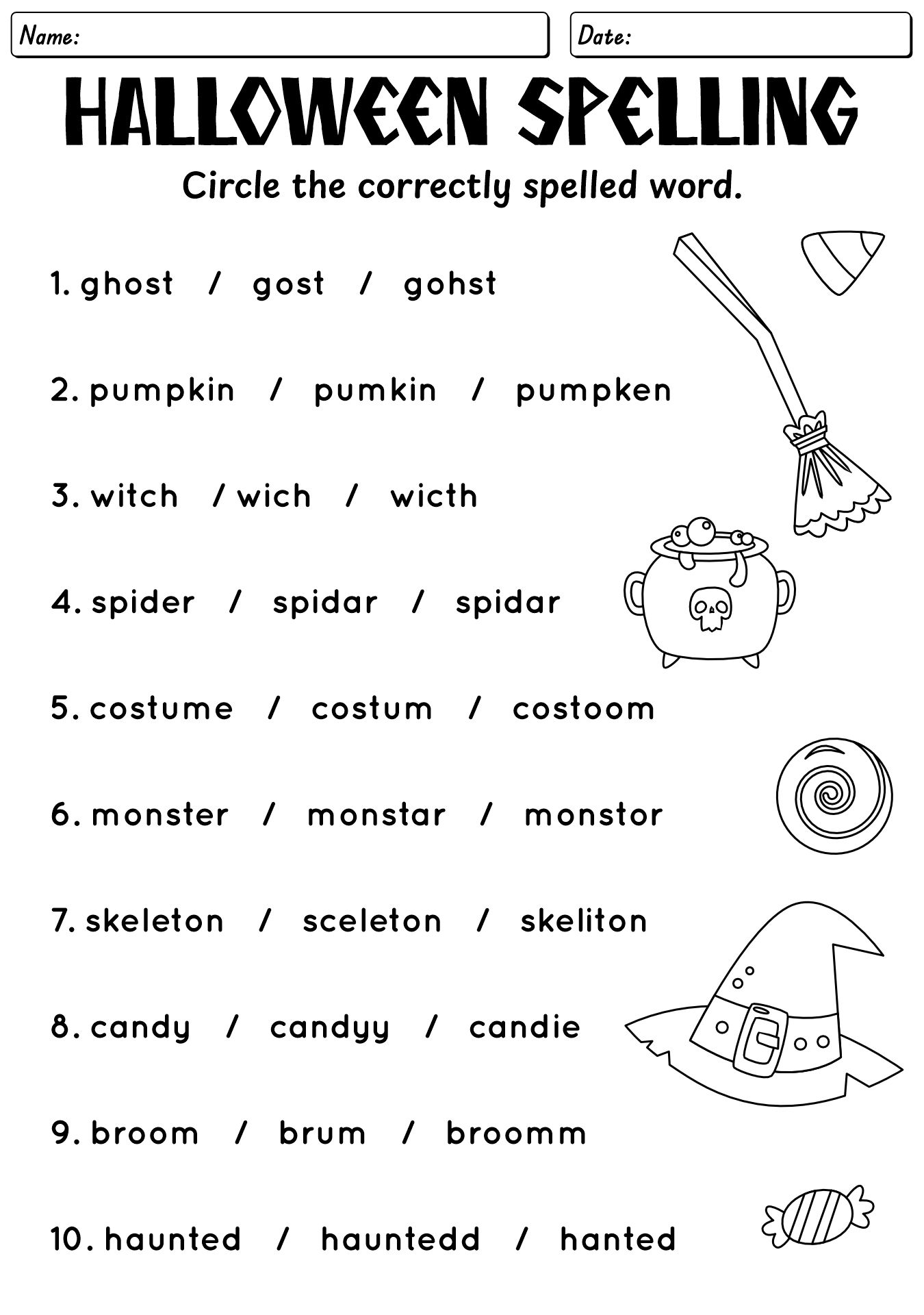 2nd Grade Halloween Spelling Activities