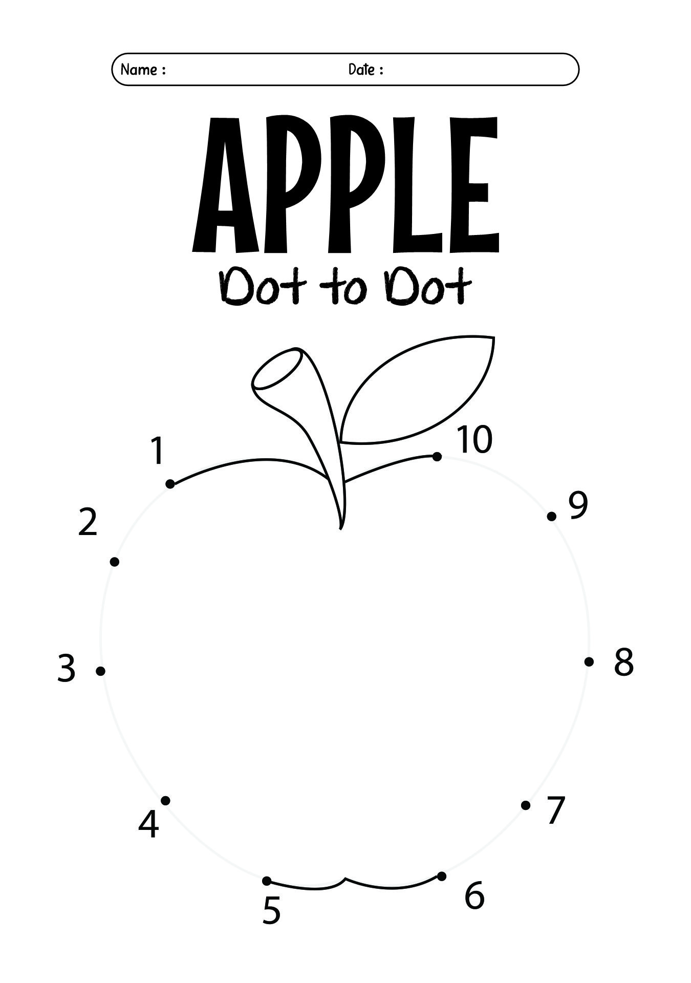 Apple Connect the Dots Worksheet for Fall