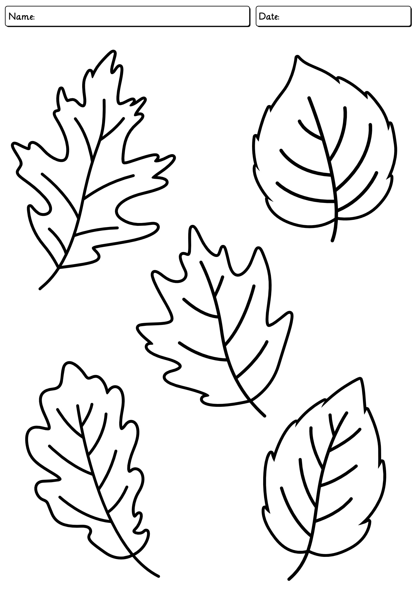 Coloring Fall Leaves Worksheet