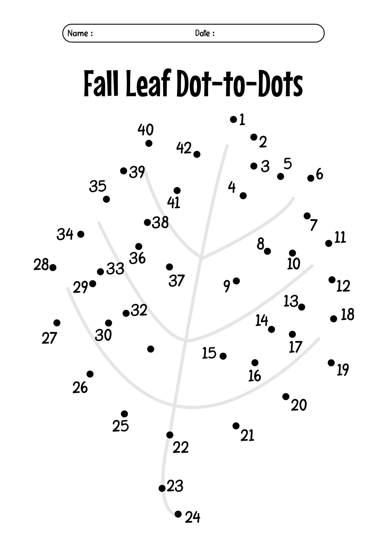 Connect the Dots Fall Worksheet for Preschool