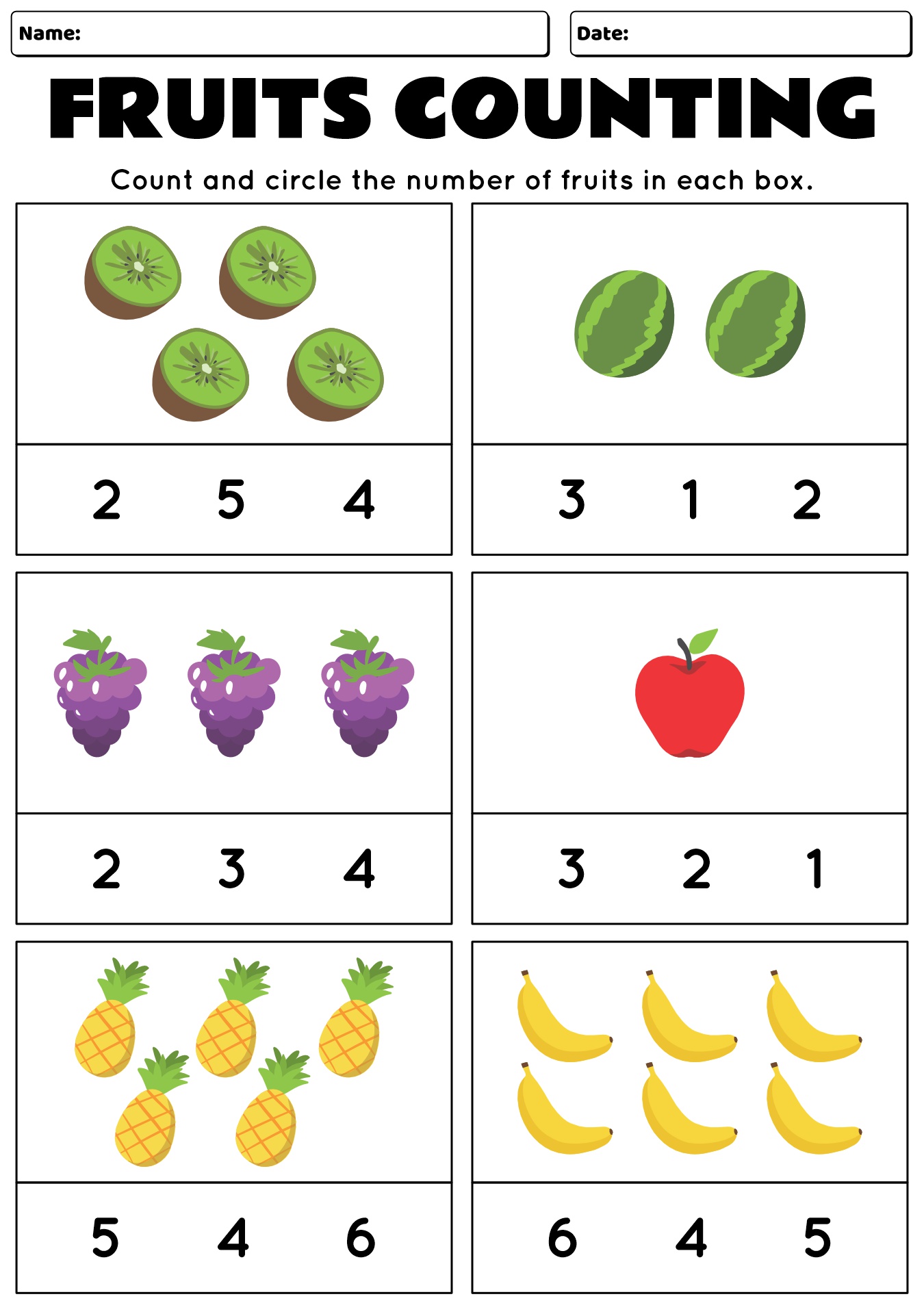Counting Fall Fruits Worksheet