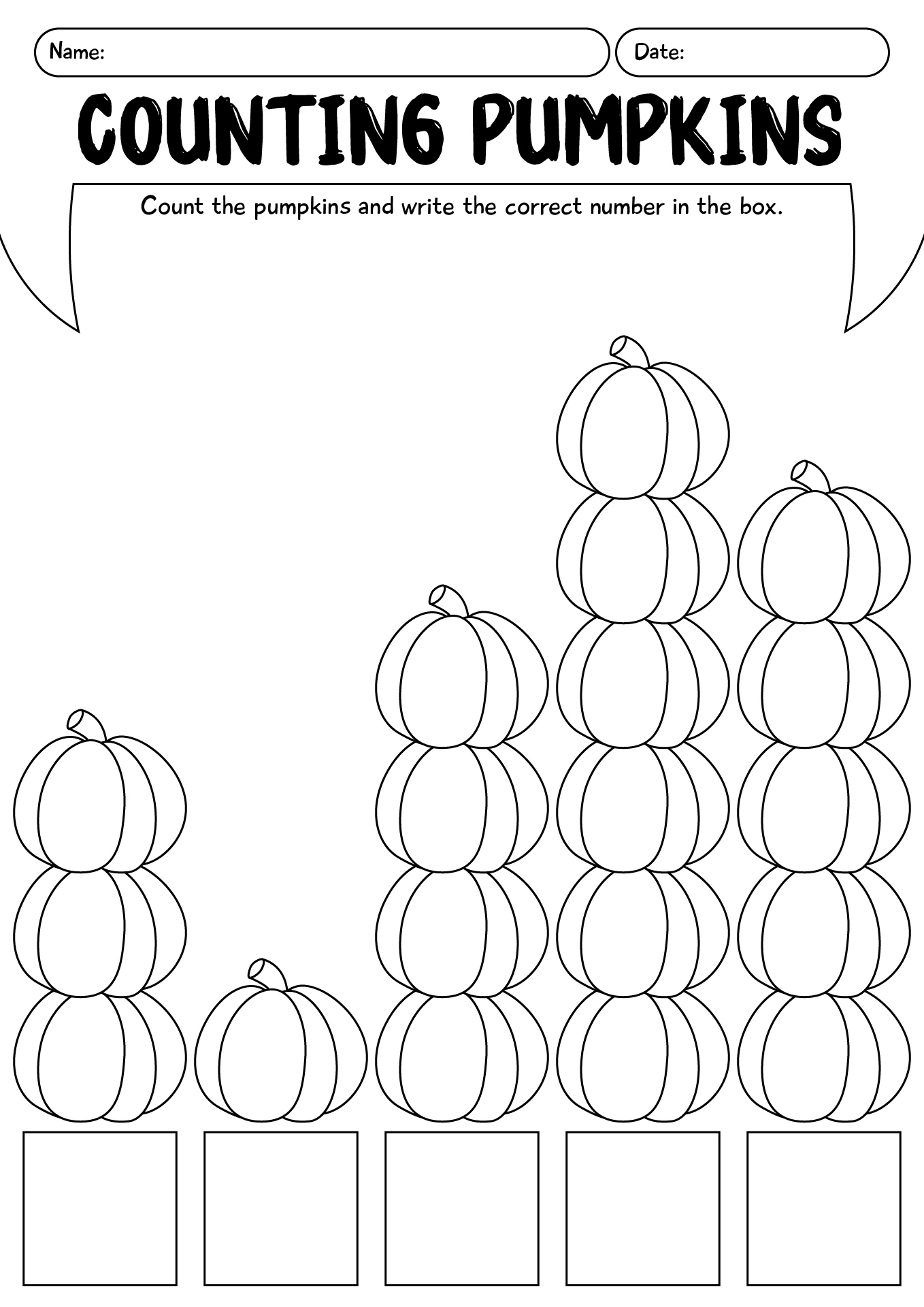 Counting Pumpkin Math Worksheet Preschool