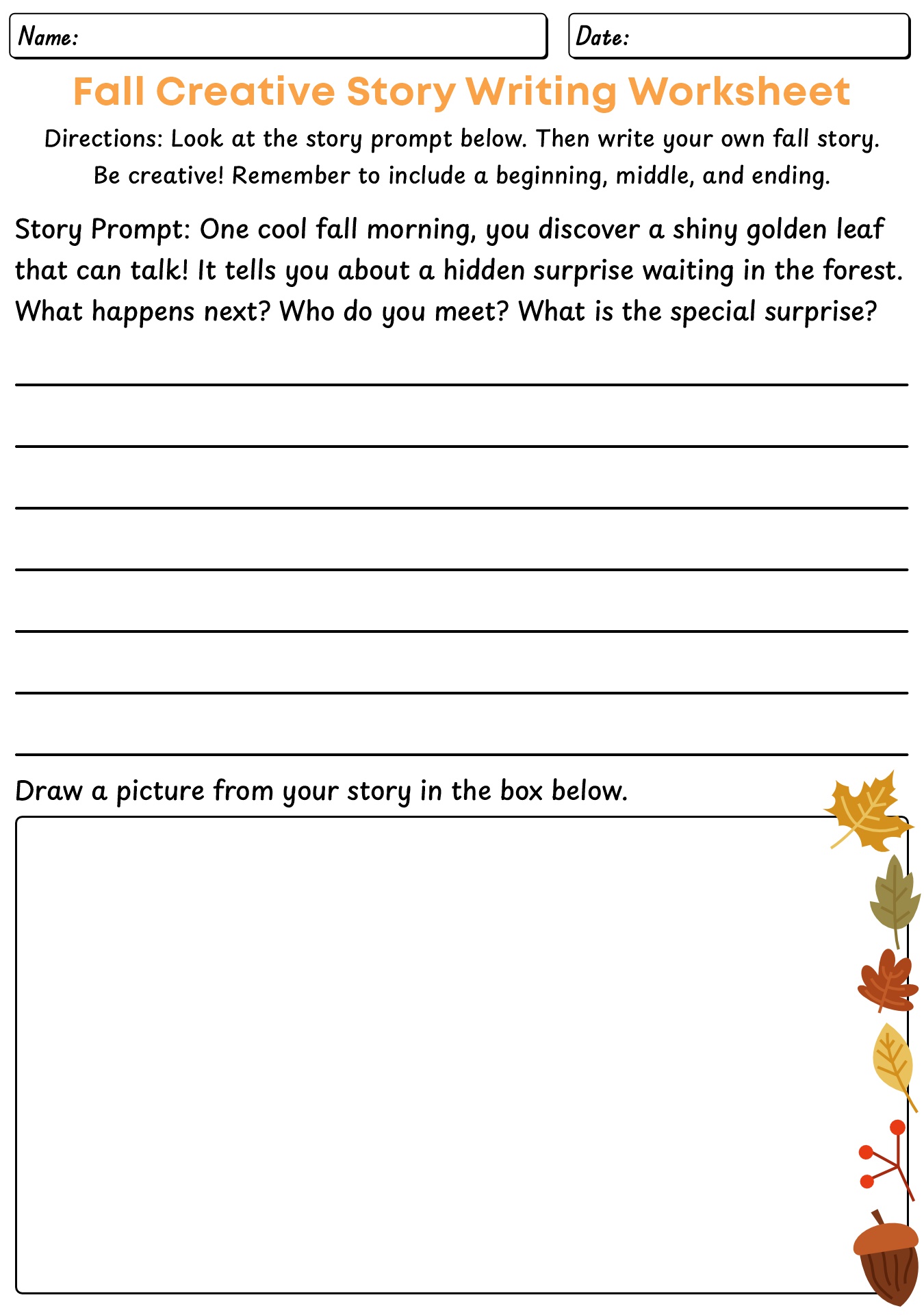 Creative Story Writing Worksheet For Kids