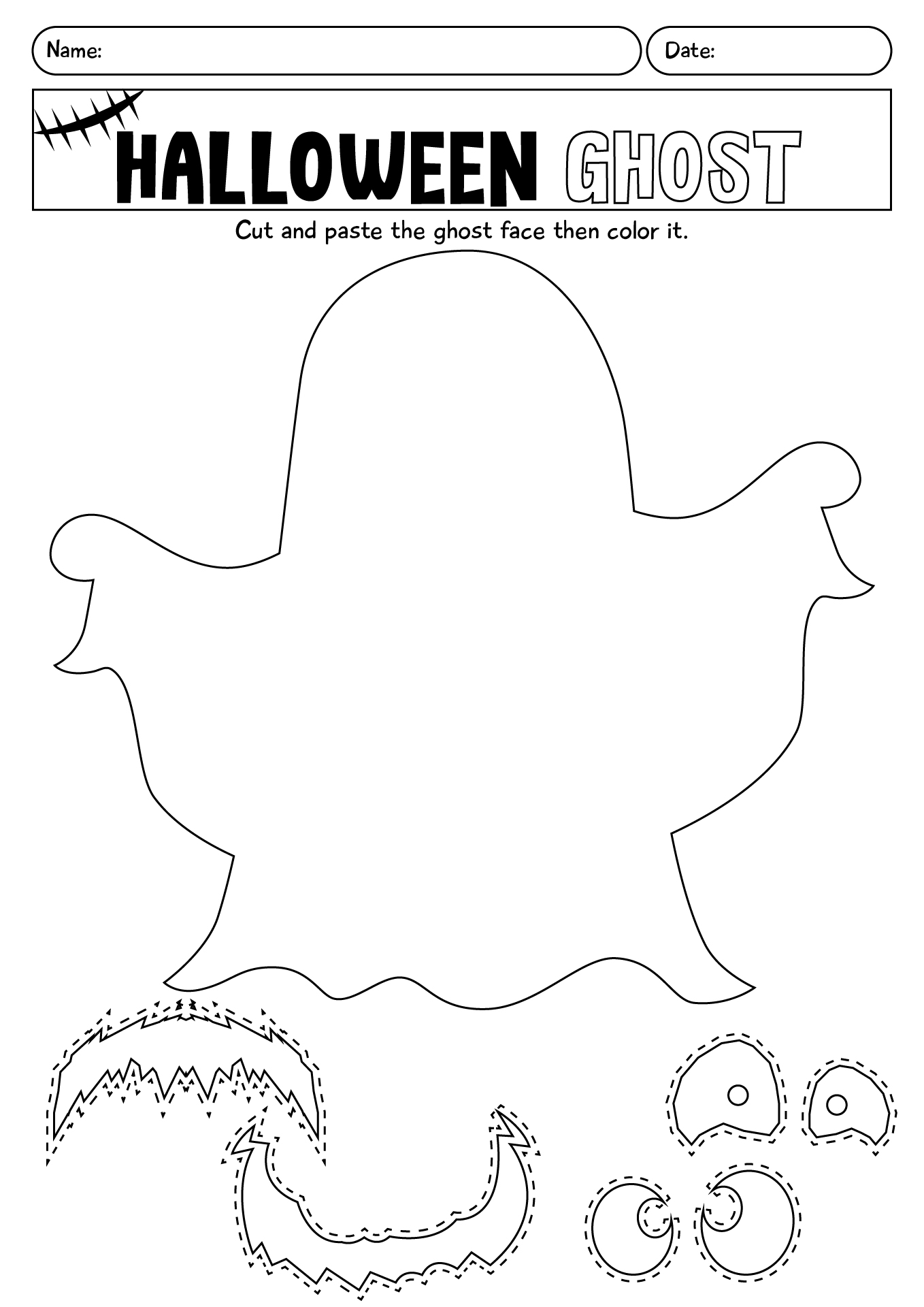 Cut And Paste Ghost Face Worksheet