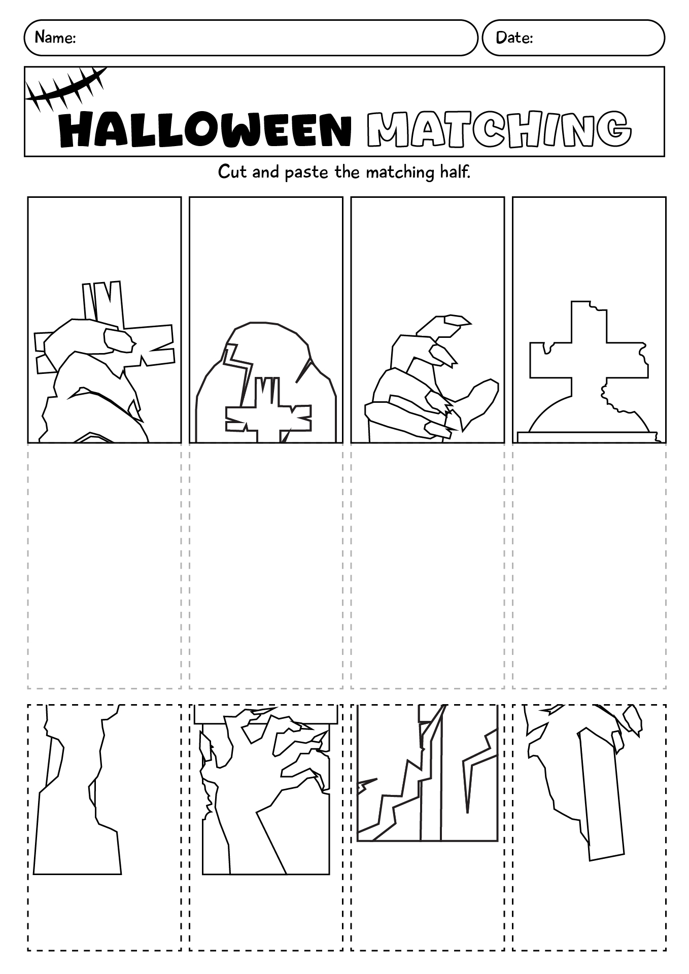 Cut And Paste Matching Picture Worksheet