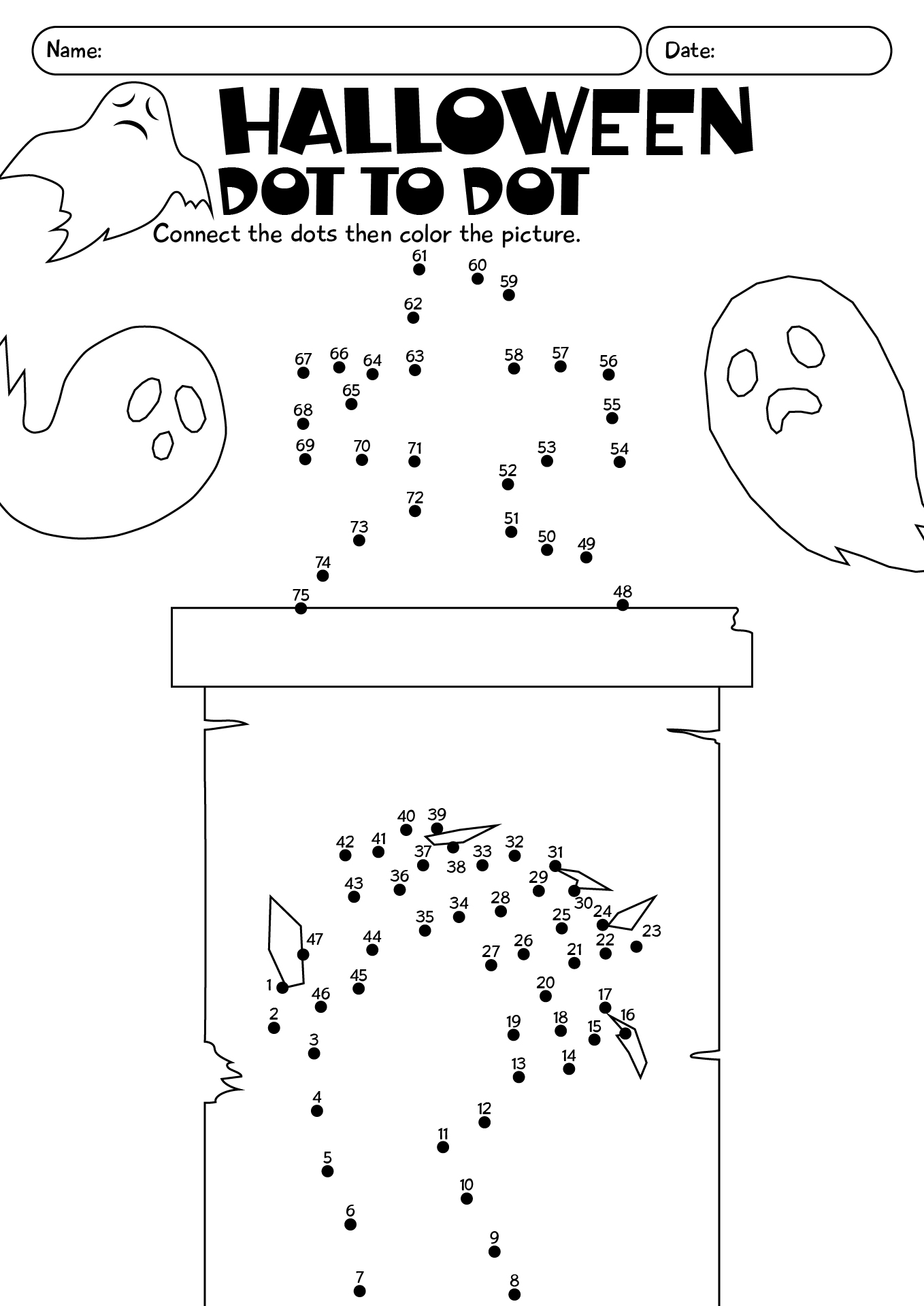 Dot To Dot Worksheet For Halloween