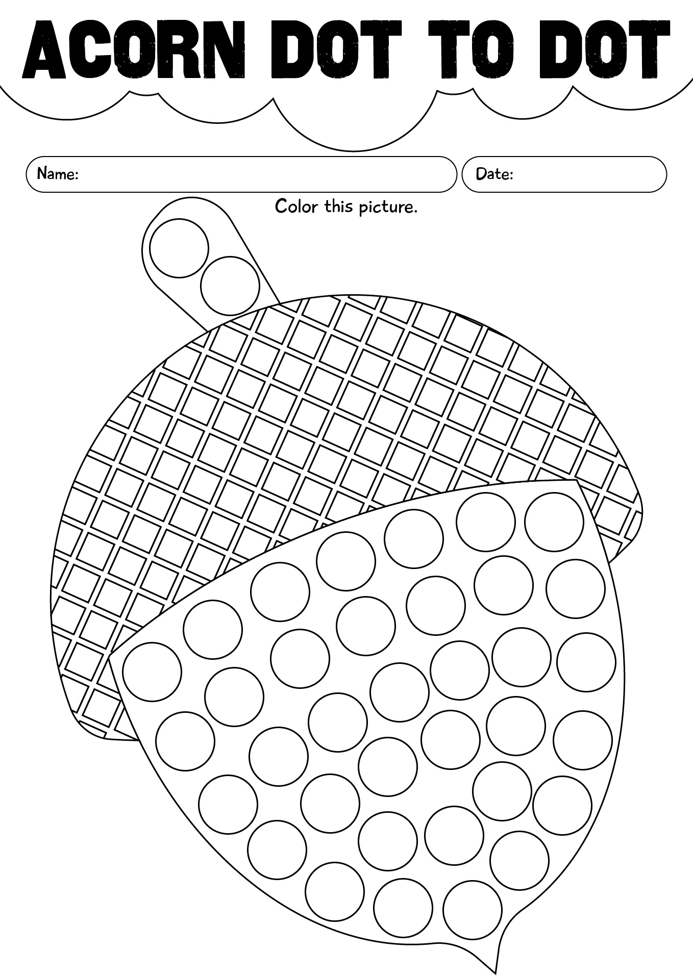 Dot O Dot Acorn For Fall Worksheet
