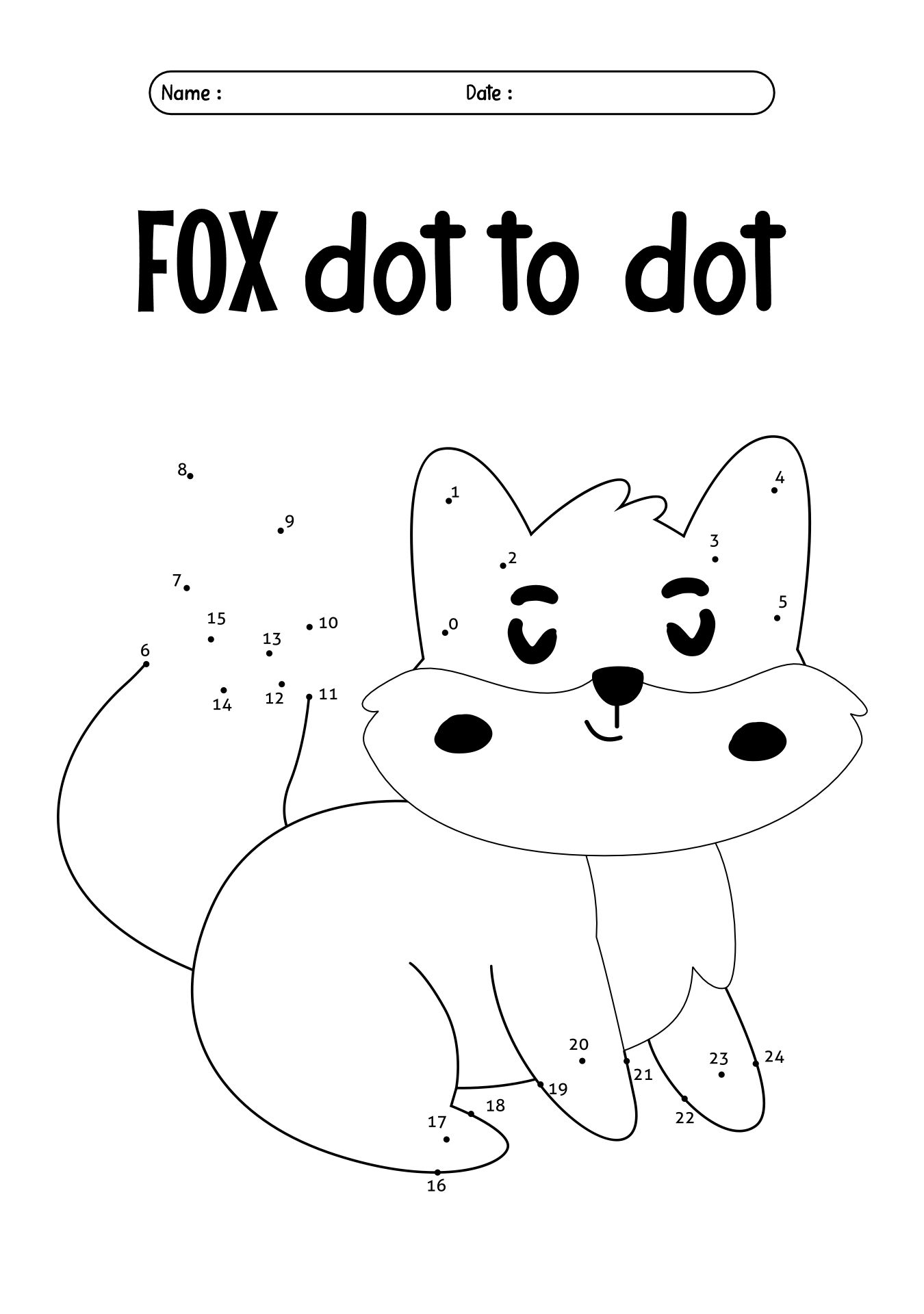 Dot to Dot Fall Animal Worksheet