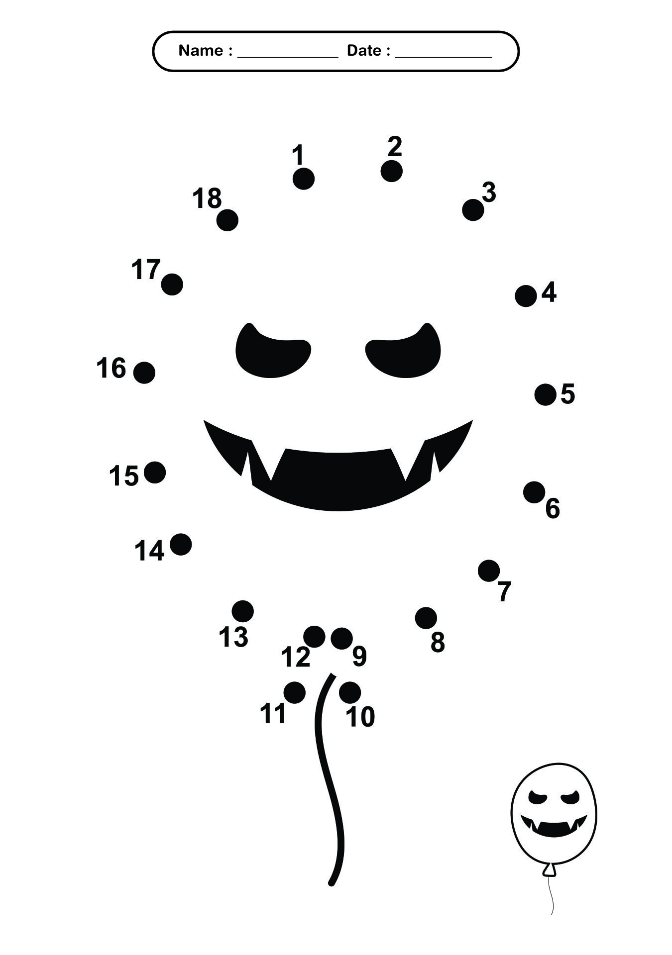 Easy Halloween Dot to Dot Worksheets for Toddlers