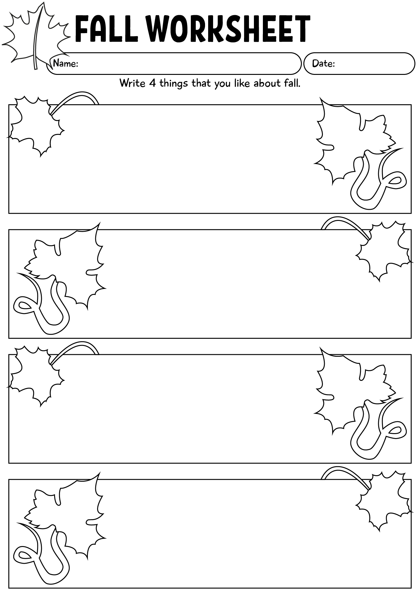 Fall 1st Grade Printable Worksheets