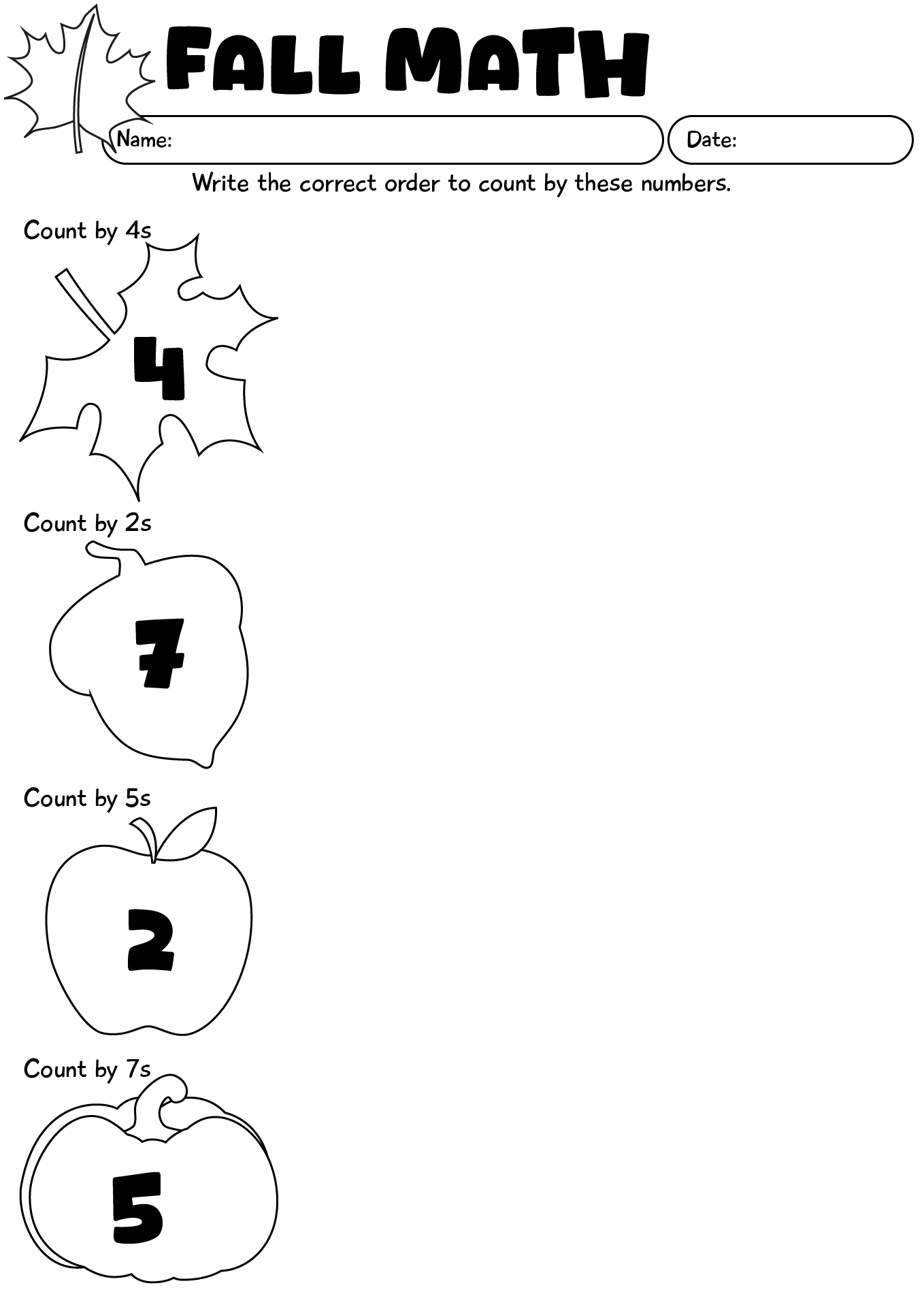 Fall Activities For First Grade Math Worksheets