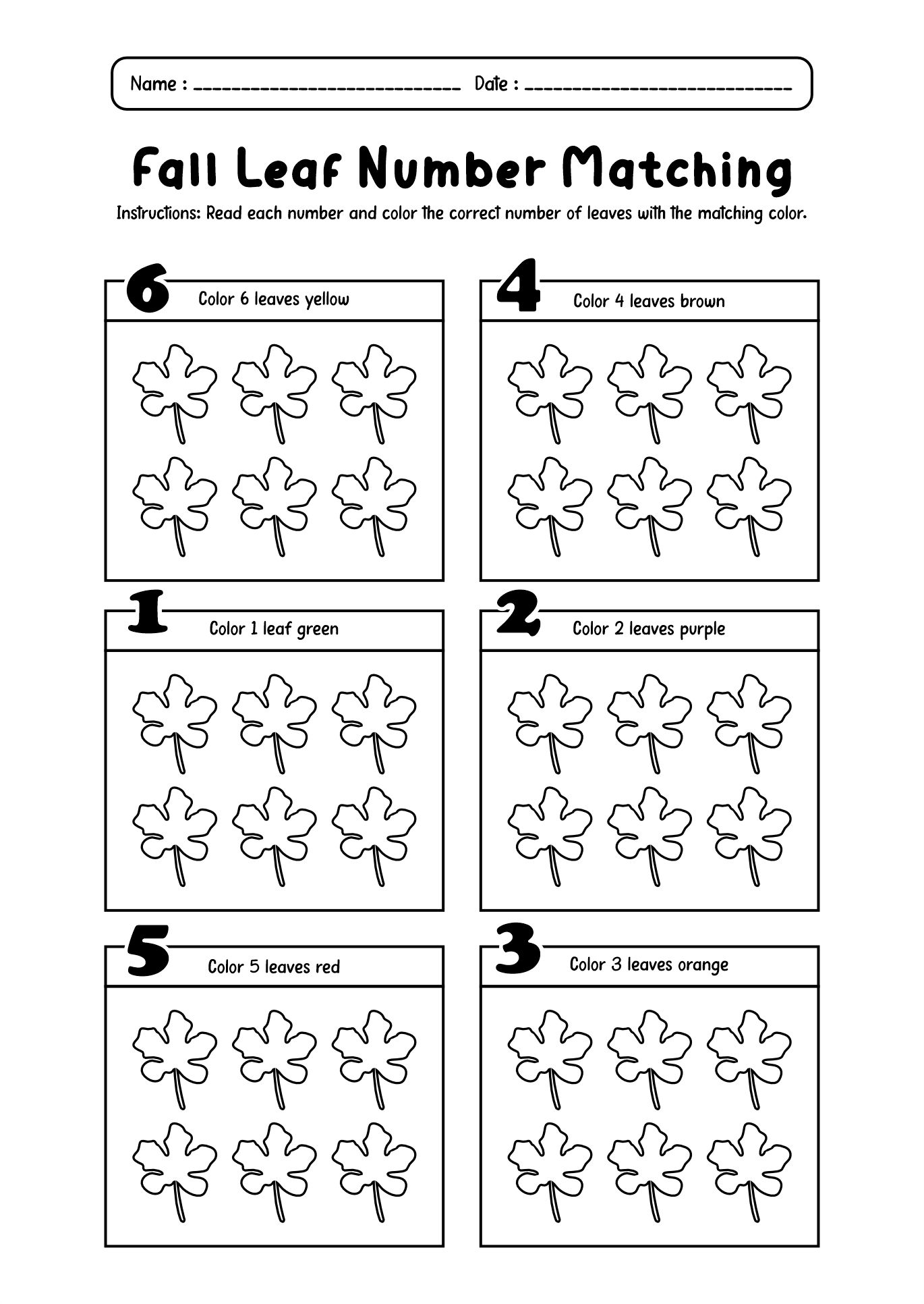 Fall Counting Activities for Children
