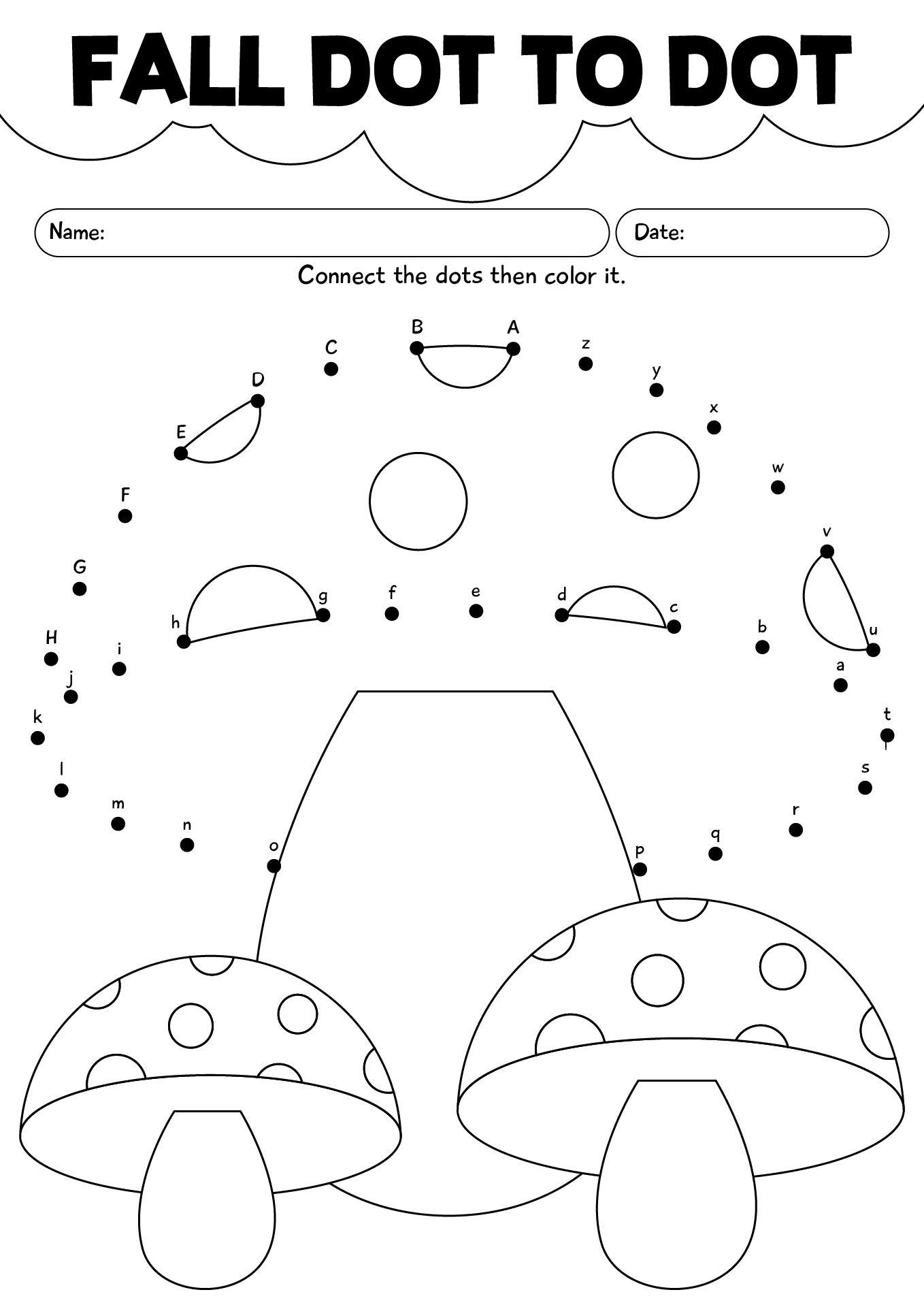 Fall Dot To Dot A-Z Worksheets