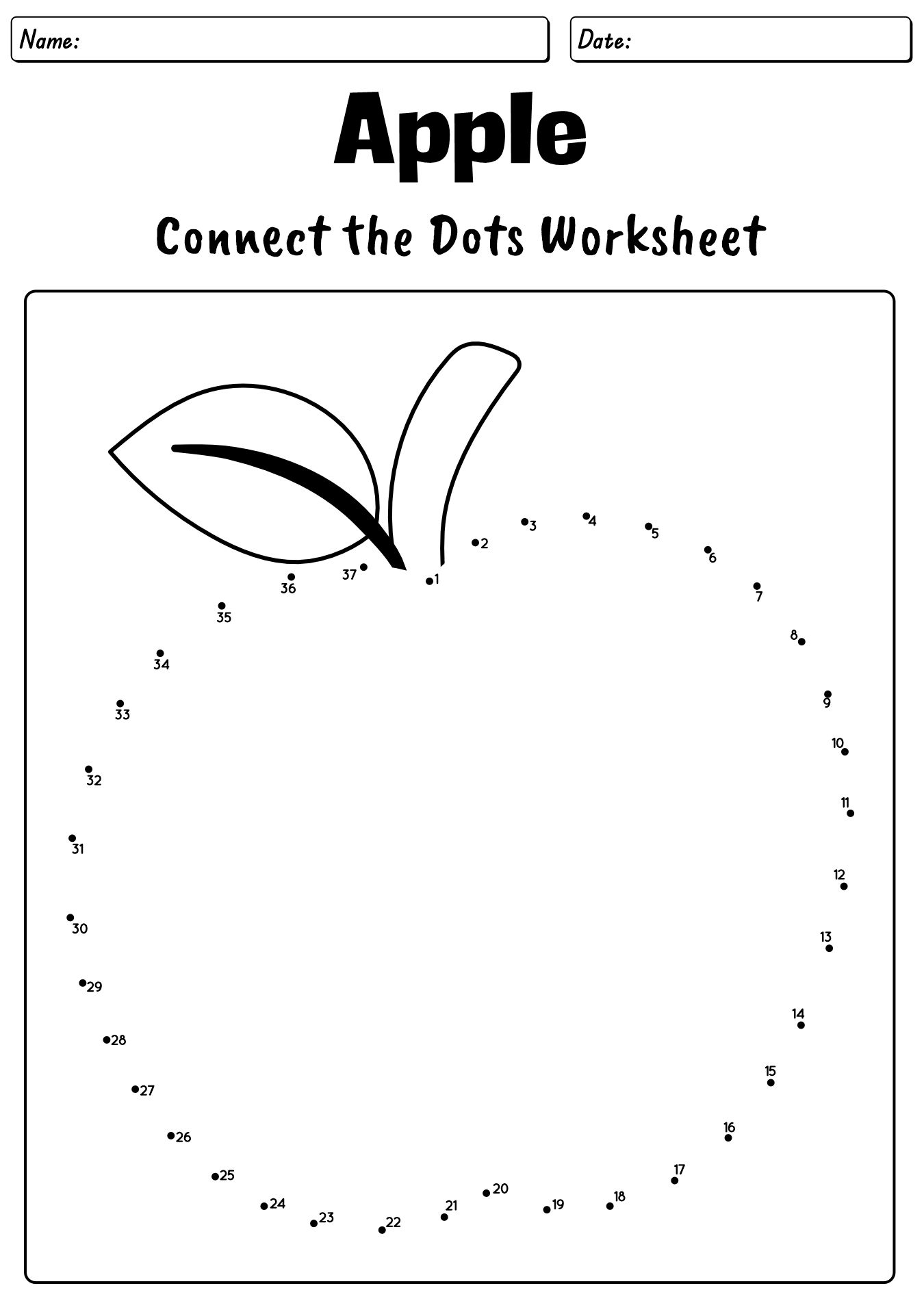 Fall Fruits Connect Teh Dots Worksheet