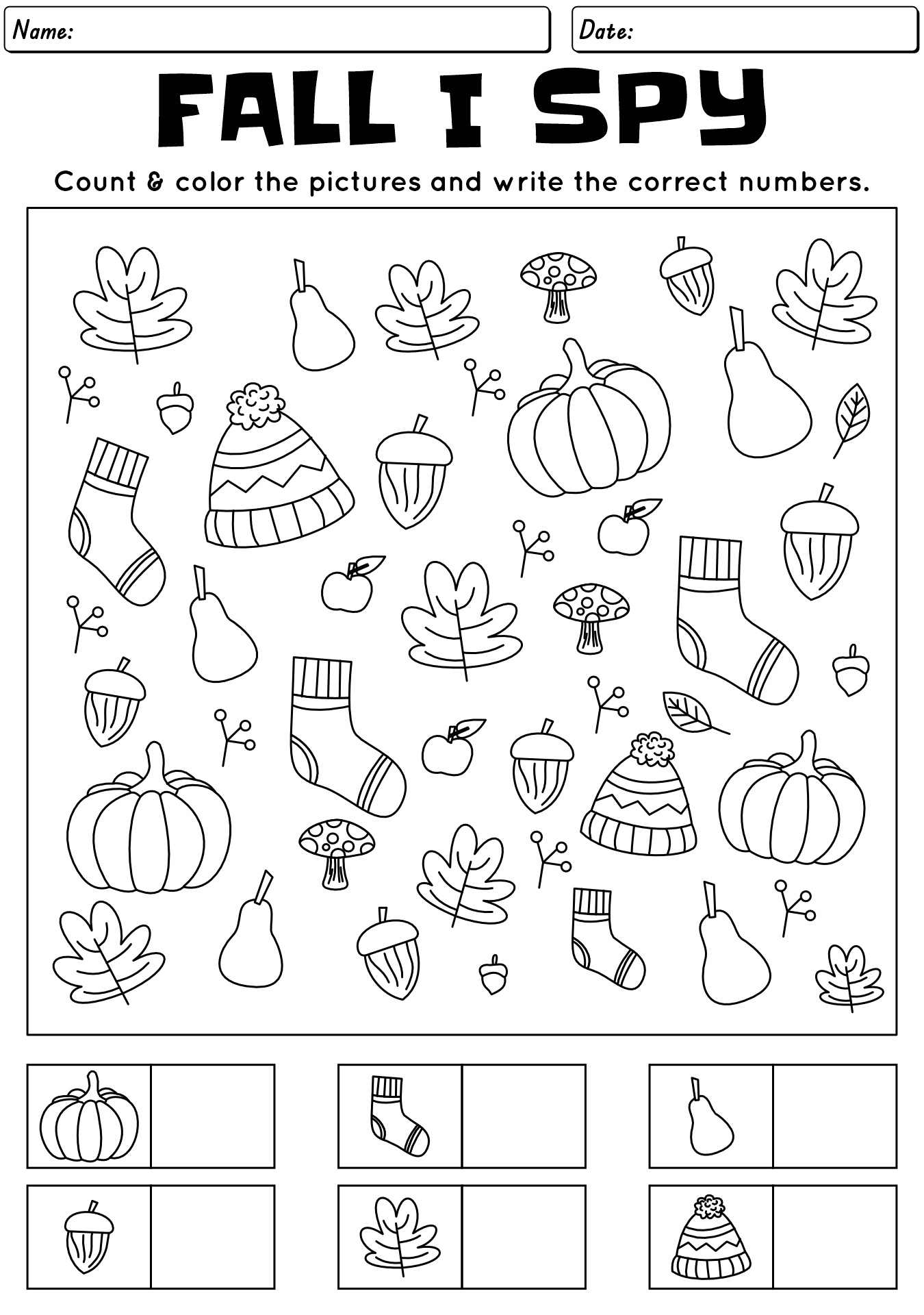 Fall I Spy Worksheets