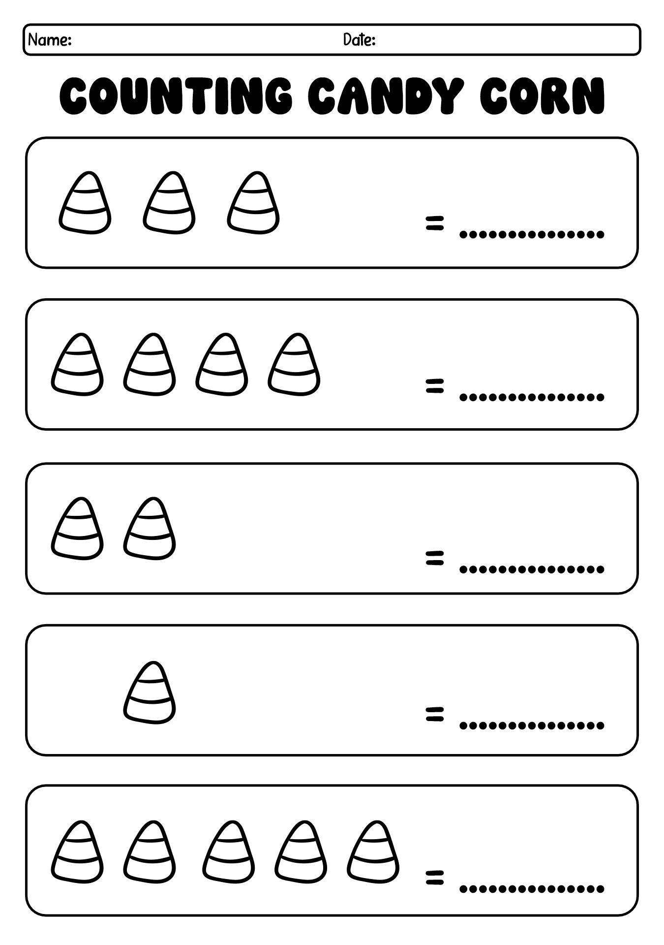 Fall Math Candy Counting Worksheets for First Grade