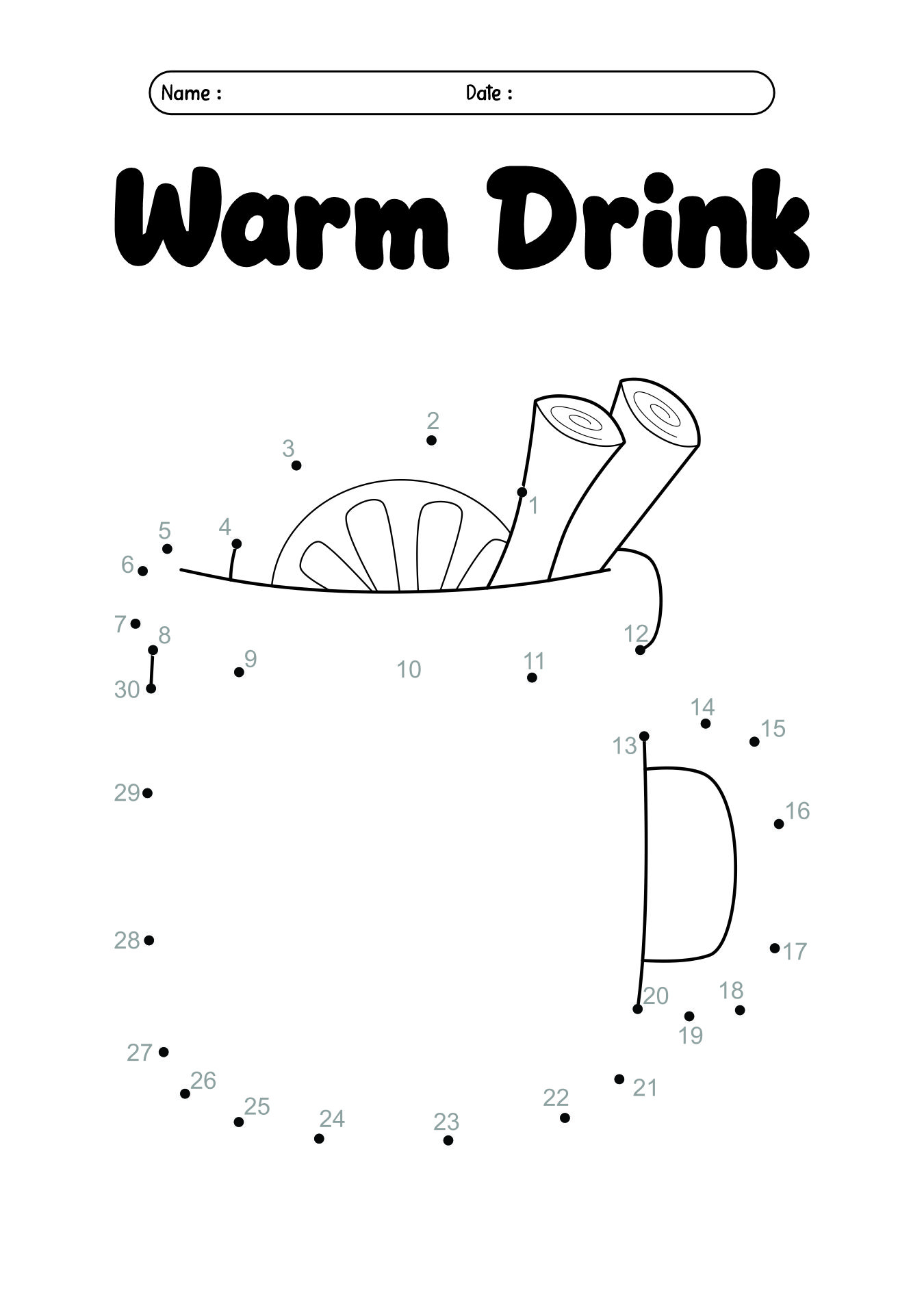 Fall Warm Drink Connect the Dots Worksheet