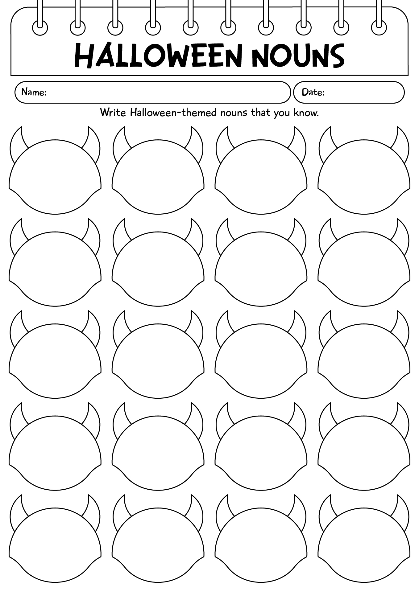 Find The Halloween Nouns Worksheet