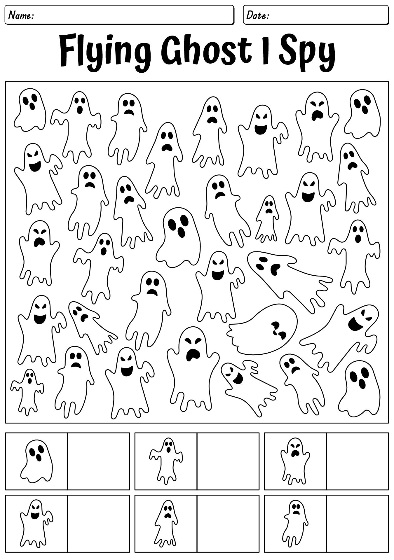 Flying Ghost I Spy Worksheet