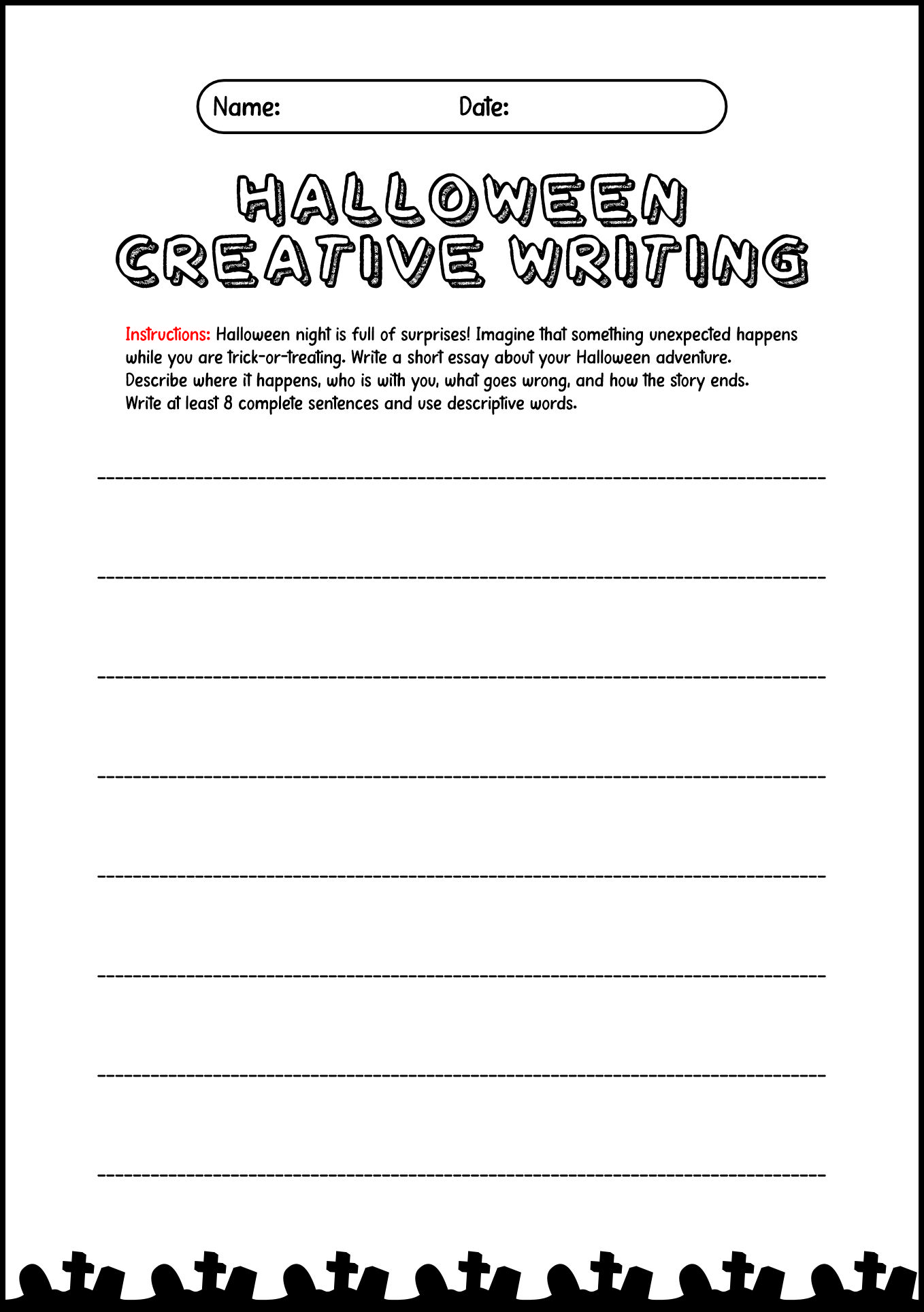 Fourth Grade Halloween Essay Writing Activities