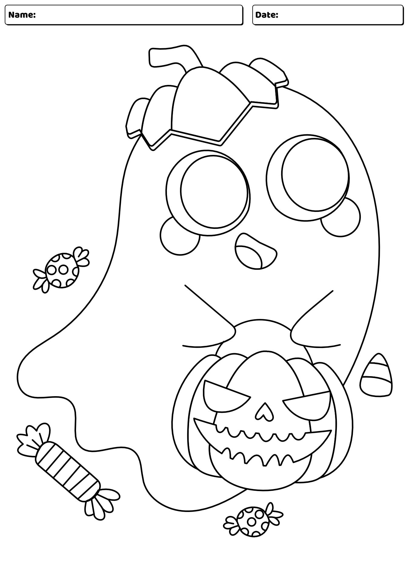 Friendly Ghost Coloring Worksheet