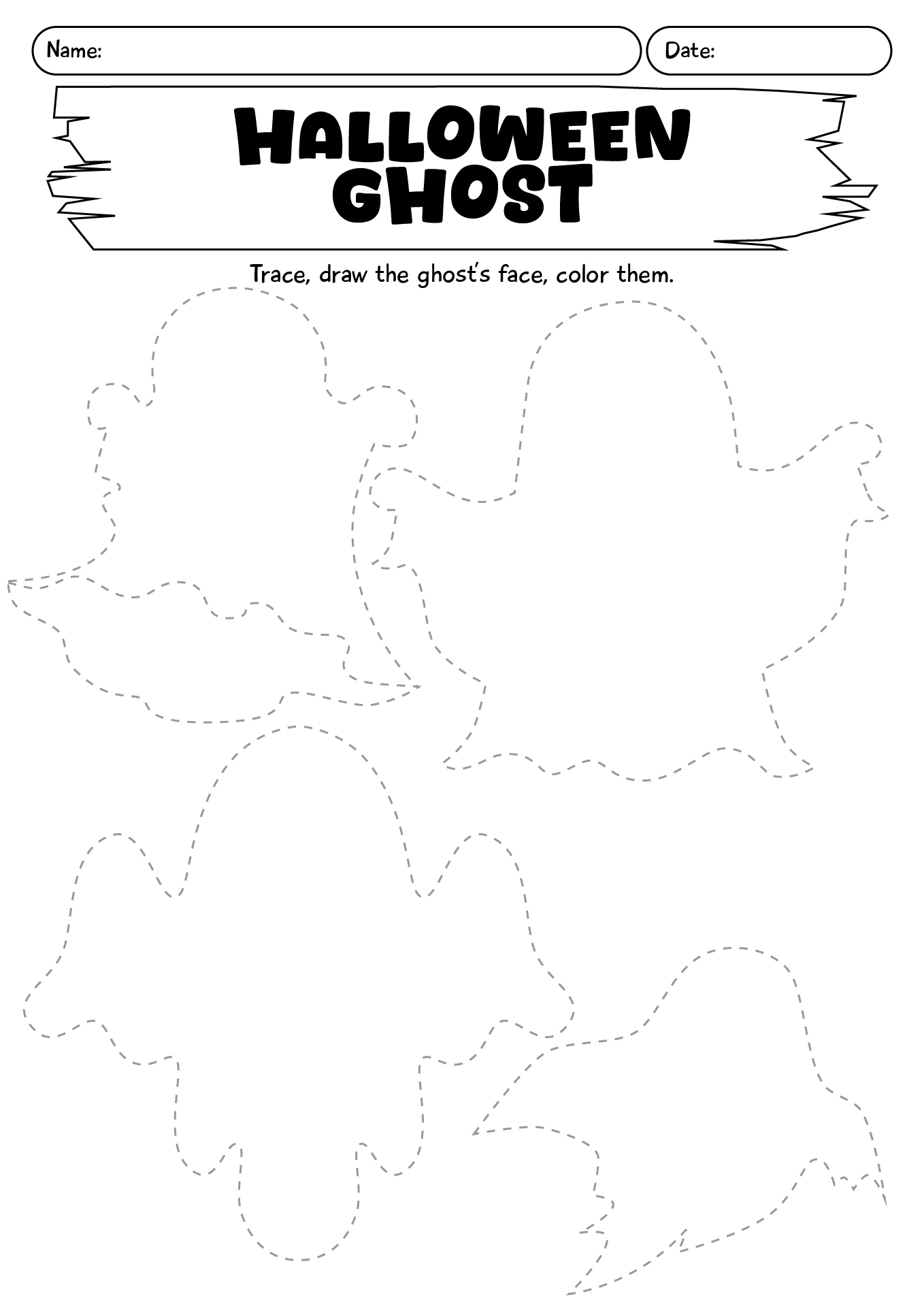 Fun Halloween Ghost Worksheet