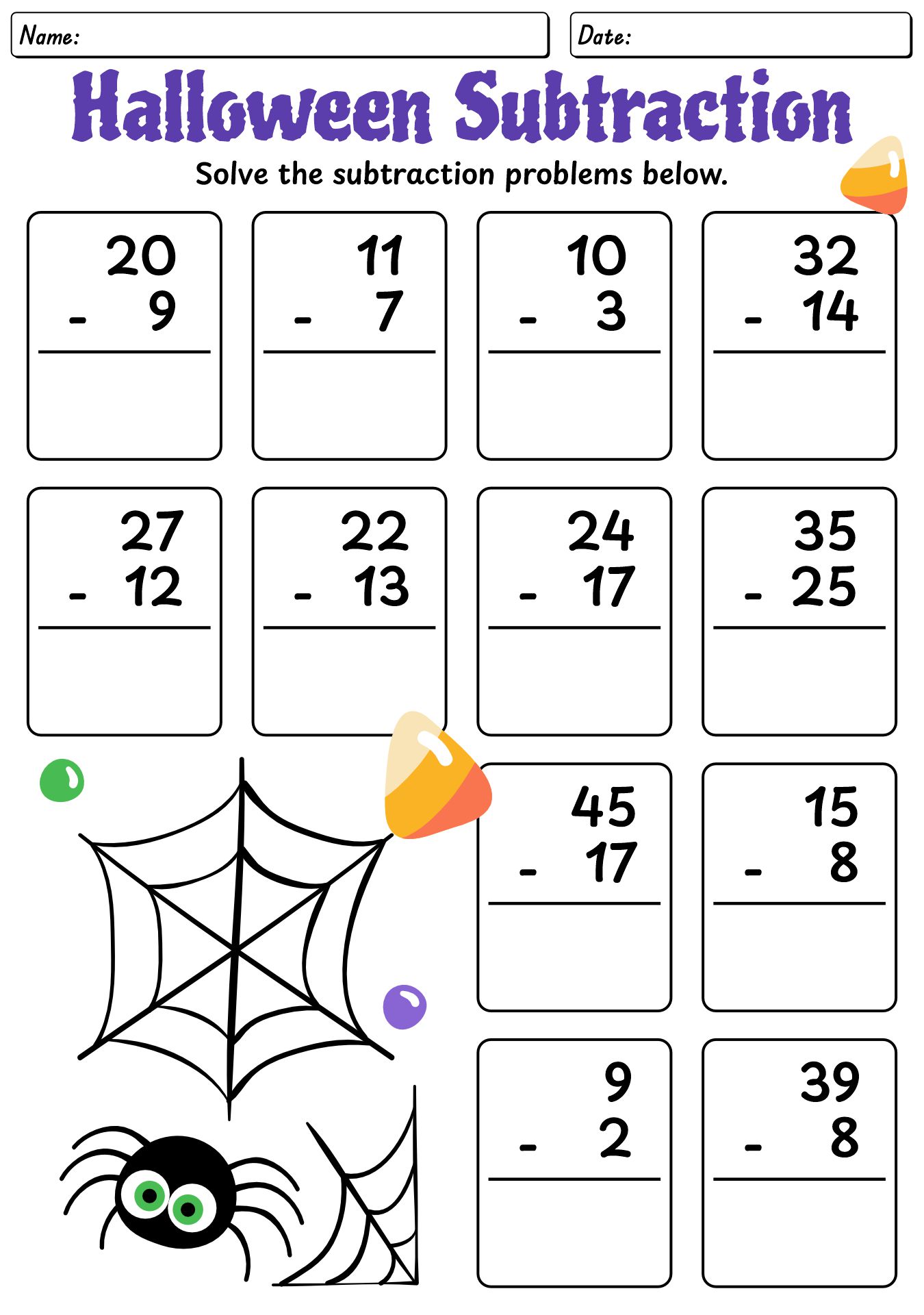 Fun Halloween Math Worksheet For 2nd Grade