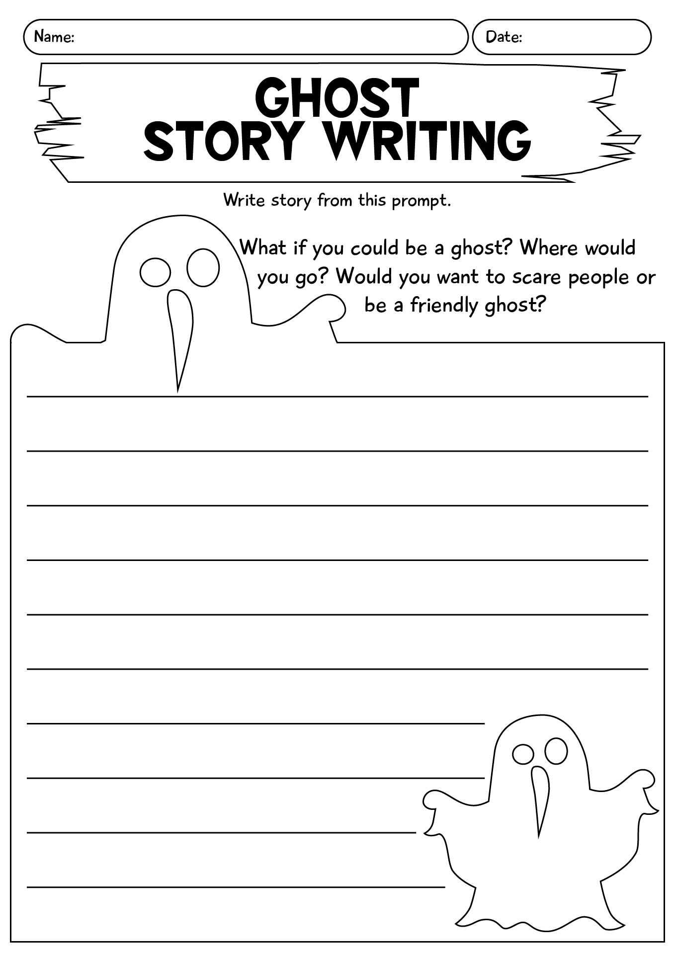 Ghost Fiction Story Writing Worksheet
