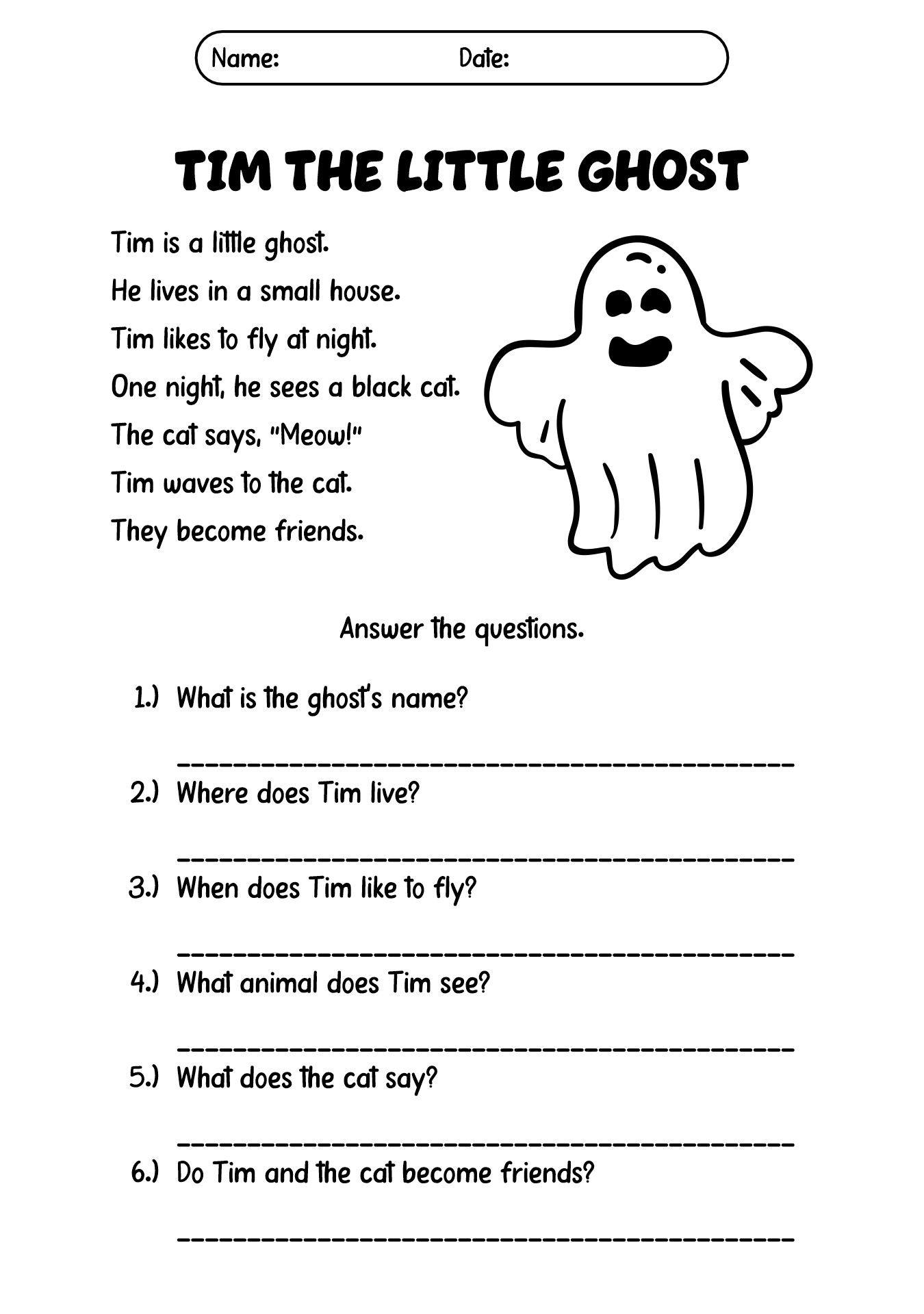 Ghost-Themed Reading Fluency Passages for Grade 1