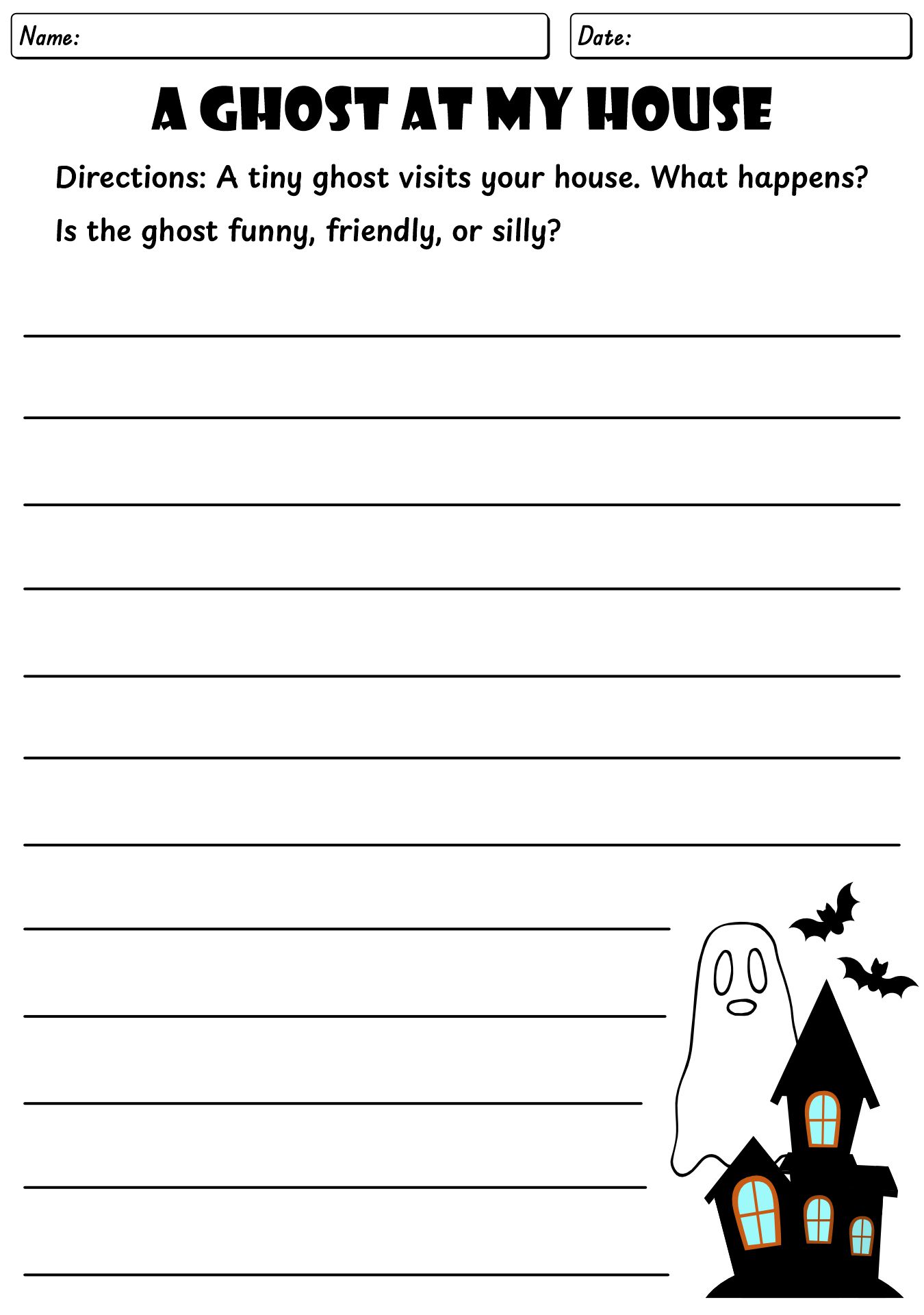 Ghost Themed Writing Prompts for 1st Grade