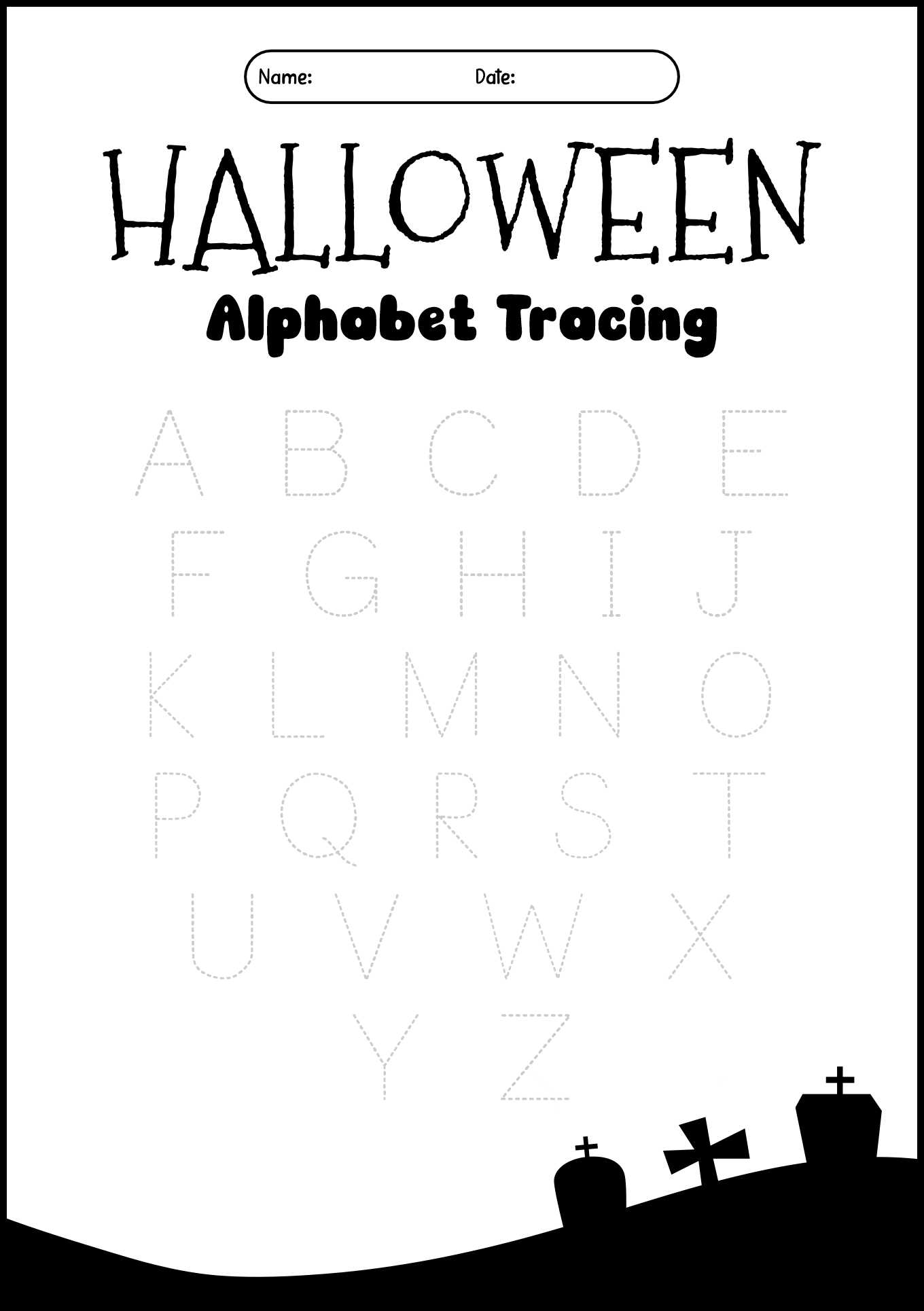 Halloween Alphabet Handwriting Worksheets