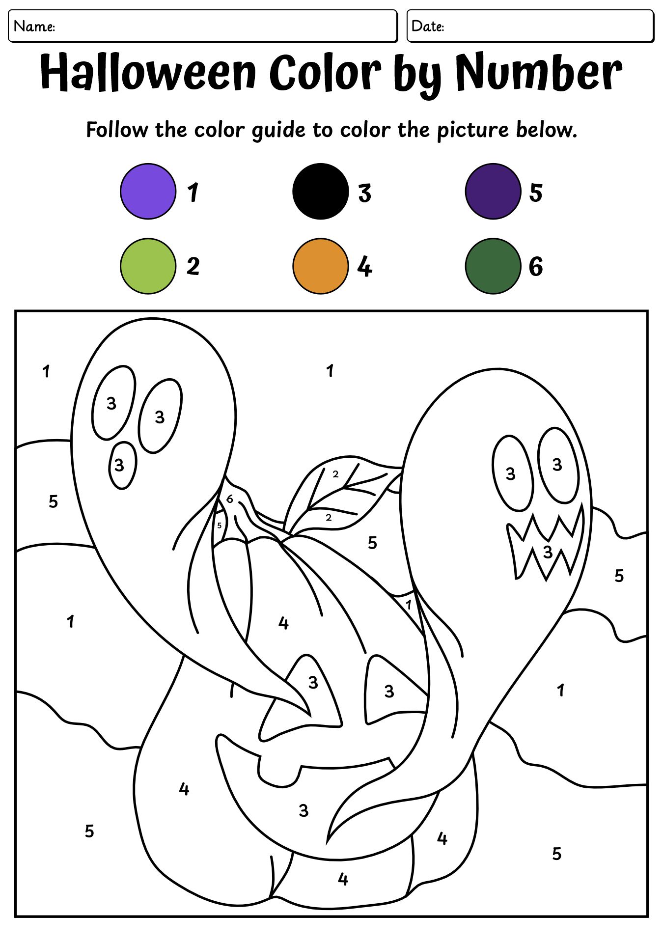 Halloween Color By Number Worksheet