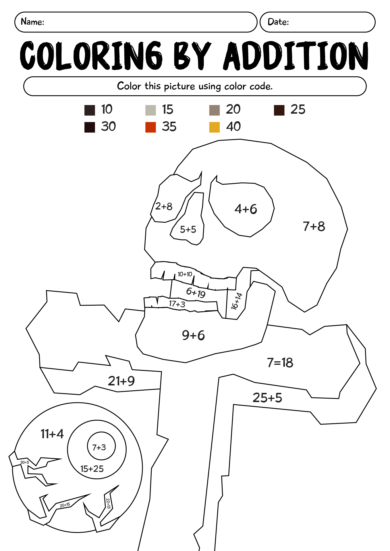 Halloween Coloring By Addition Worksheet